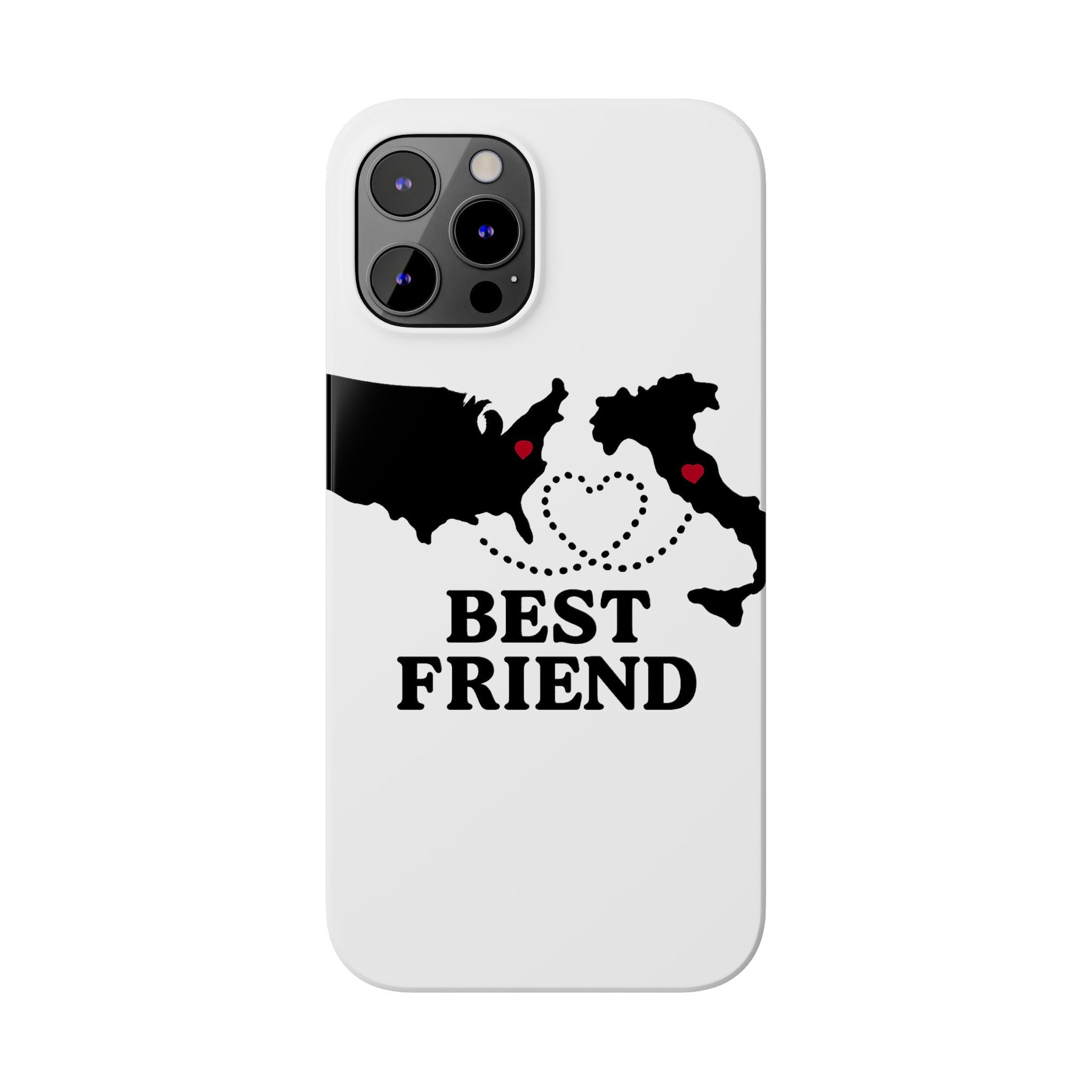 Long Distance Friendship Phone Case Personalized Coordinates Gift Best Friend Custom Location Map Heart Connection BFF