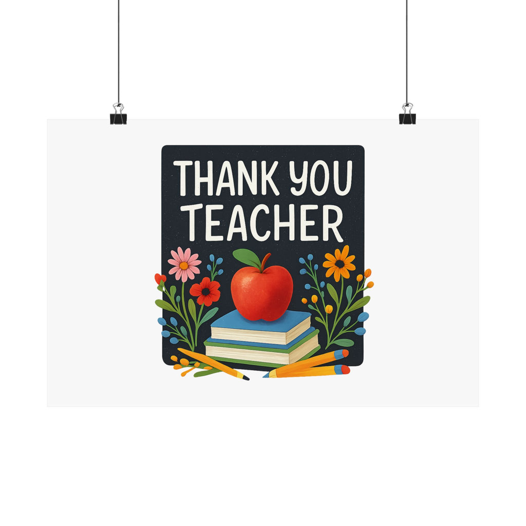 Thank You Teacher Gift Watercolor Wildflower Poster, Classroom Decor, End of School Year Gift, Teacher Appreciation Print