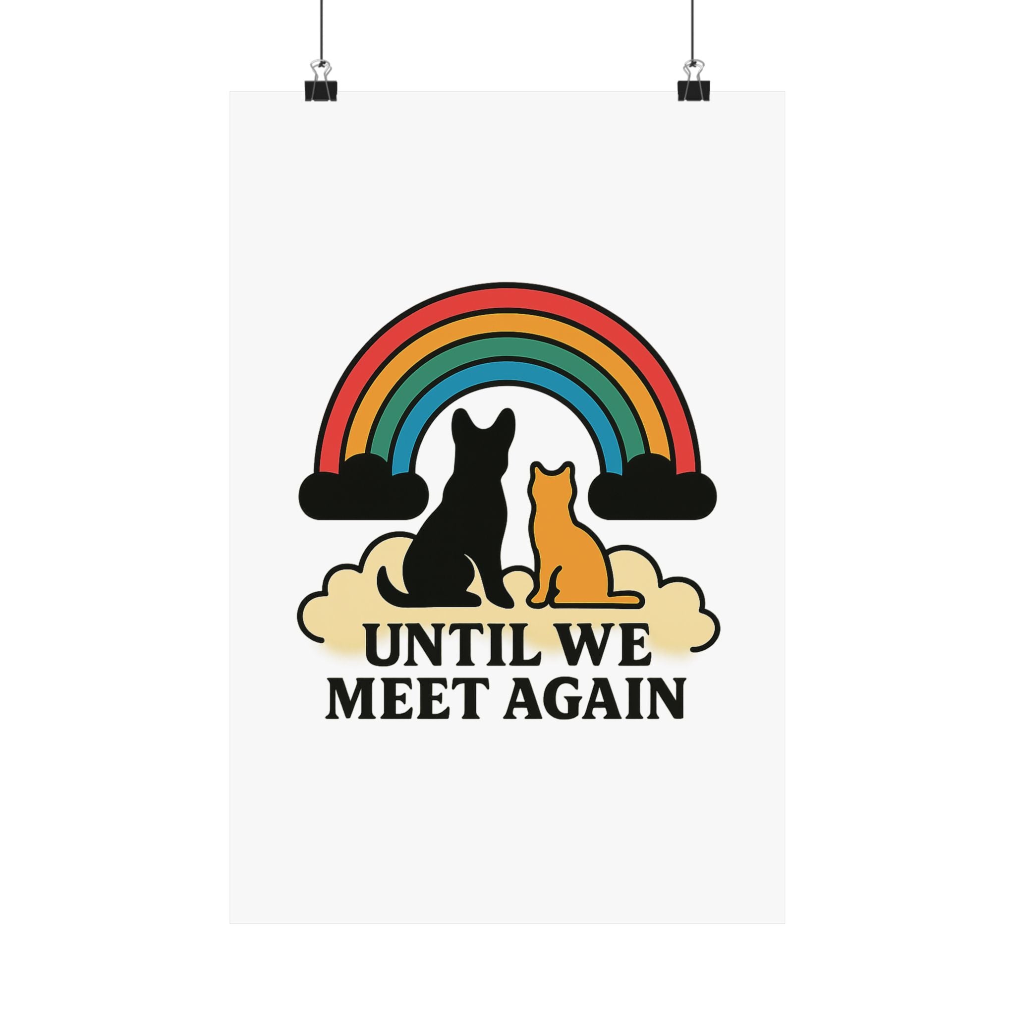 Rainbow Bridge Pet Memorial Poster, Dog Cat Loss Sympathy Gift, Until We Meet Again Pet Remembrance Wall Art, Pet Bereavement Print