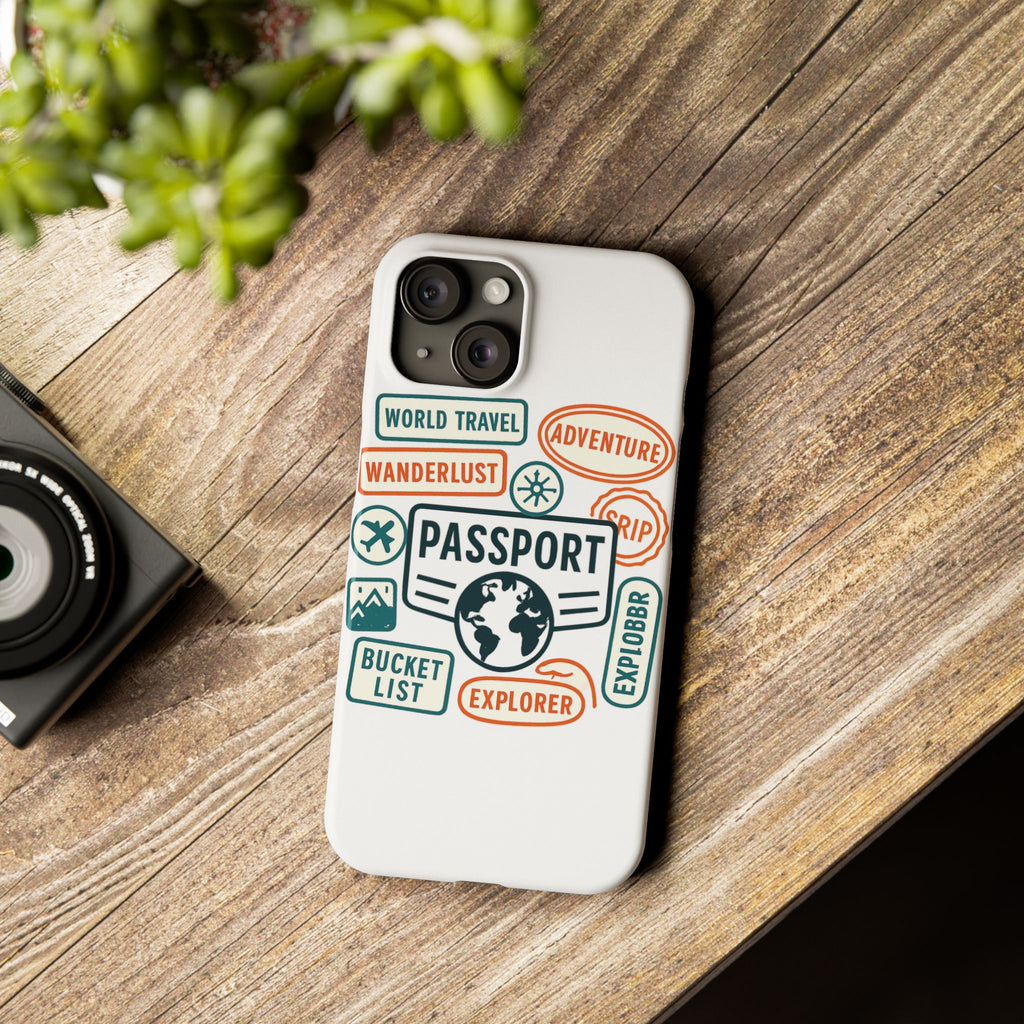 Passport Stamp Phone Case World Travel Gift Wanderlust Adventure Traveler Bucket List Globetrotter Trip Souvenir Explorer Map