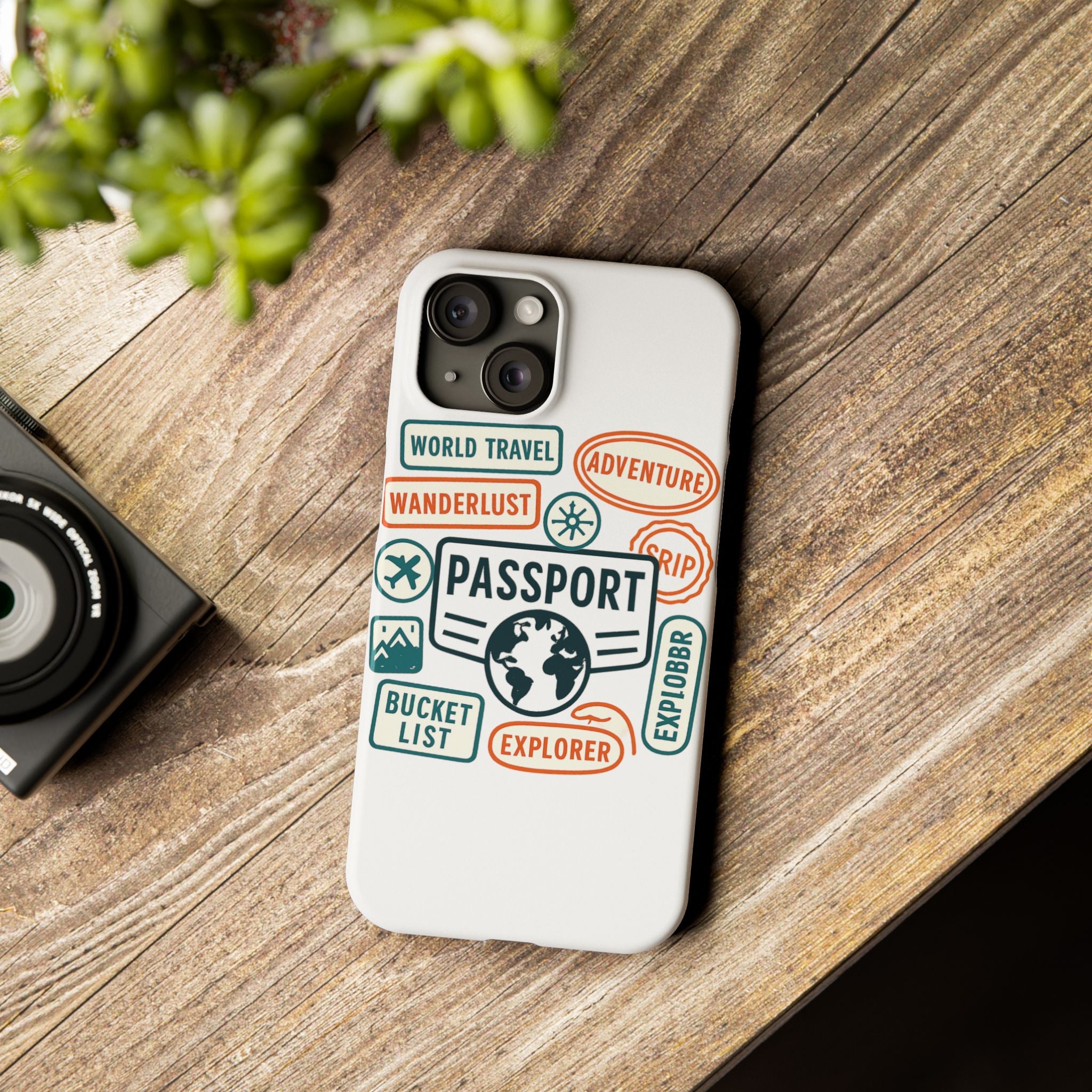 Passport Stamp Phone Case World Travel Gift Wanderlust Adventure Traveler Bucket List Globetrotter Trip Souvenir Explorer Map
