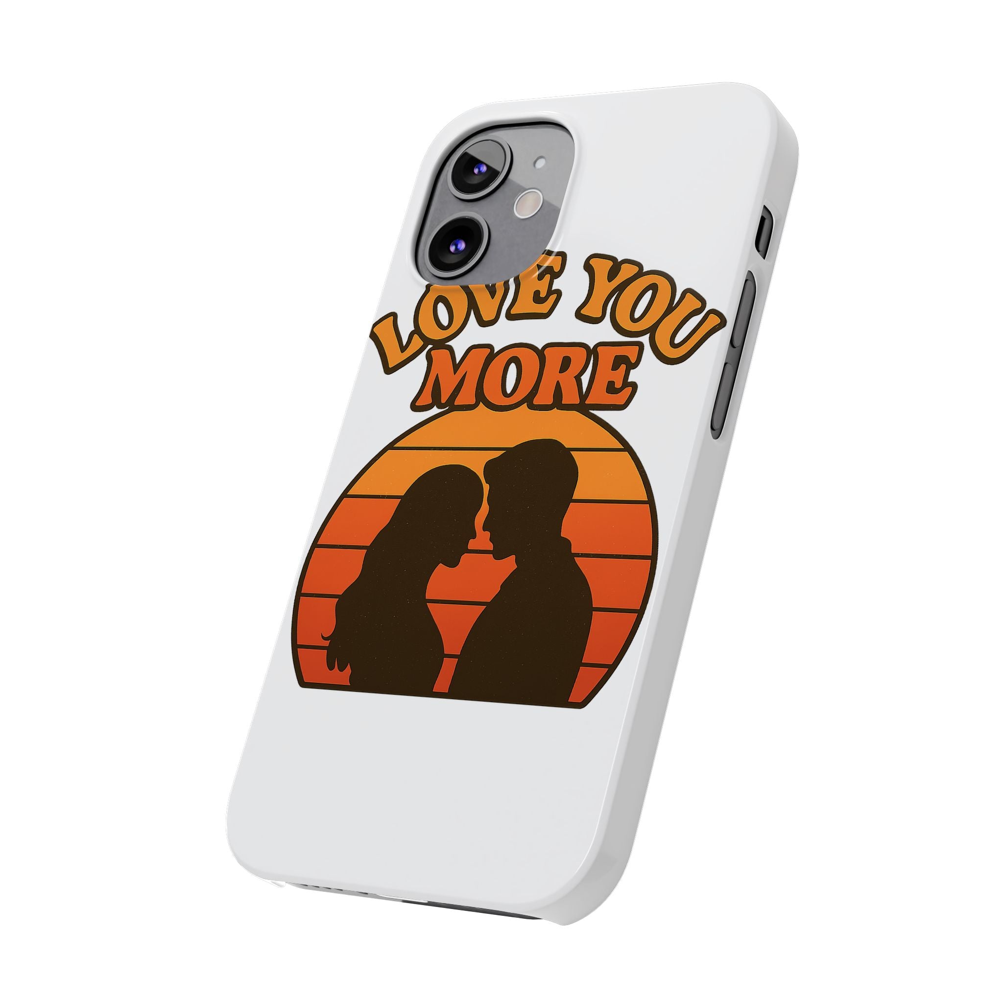 Love You More Phone Case Retro Sunset 70s Vintage Romantic Groovy Aesthetic Cute Couple Gift for Girlfriend Wife Anniversary