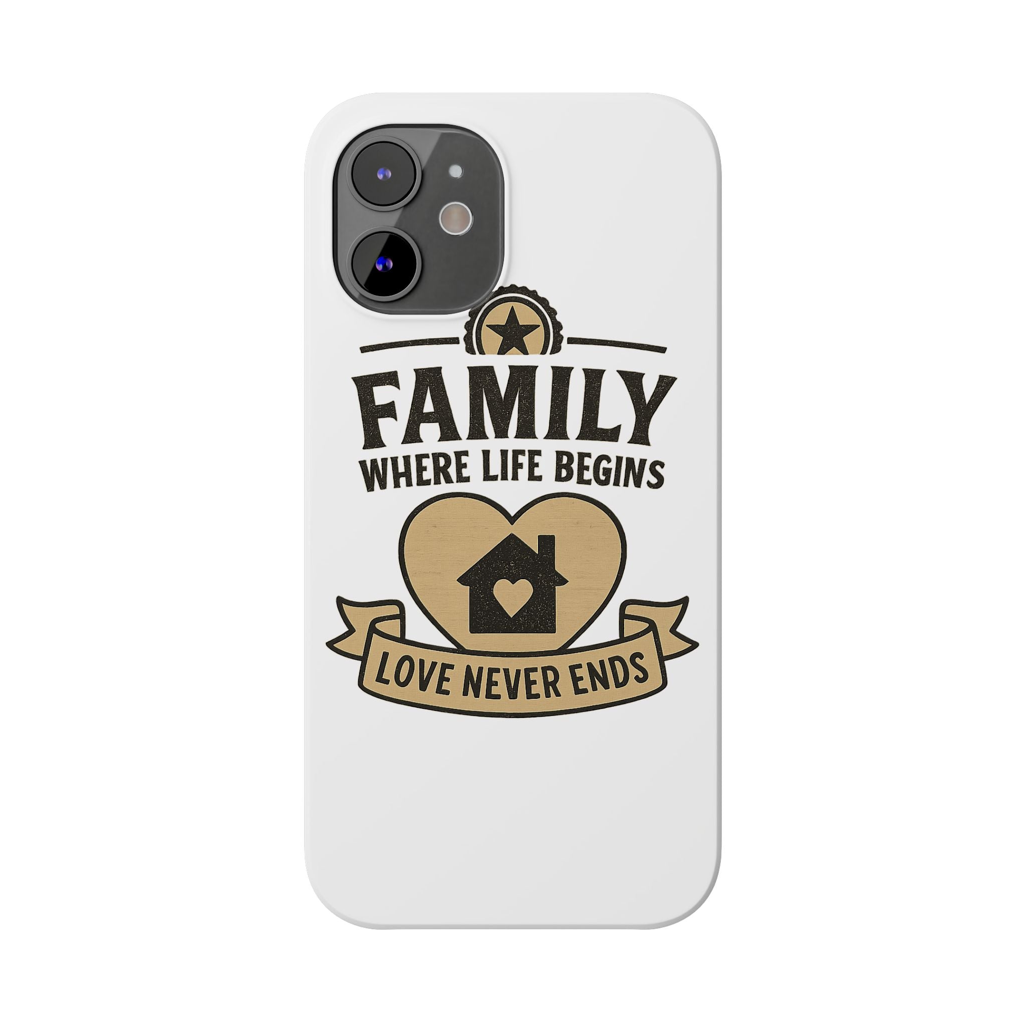 Family Where Life Begins Love Never Ends Phone Case, Rustic Farmhouse Gift for Mom Grandma, Mother's Day Gift, Heart Home Decor