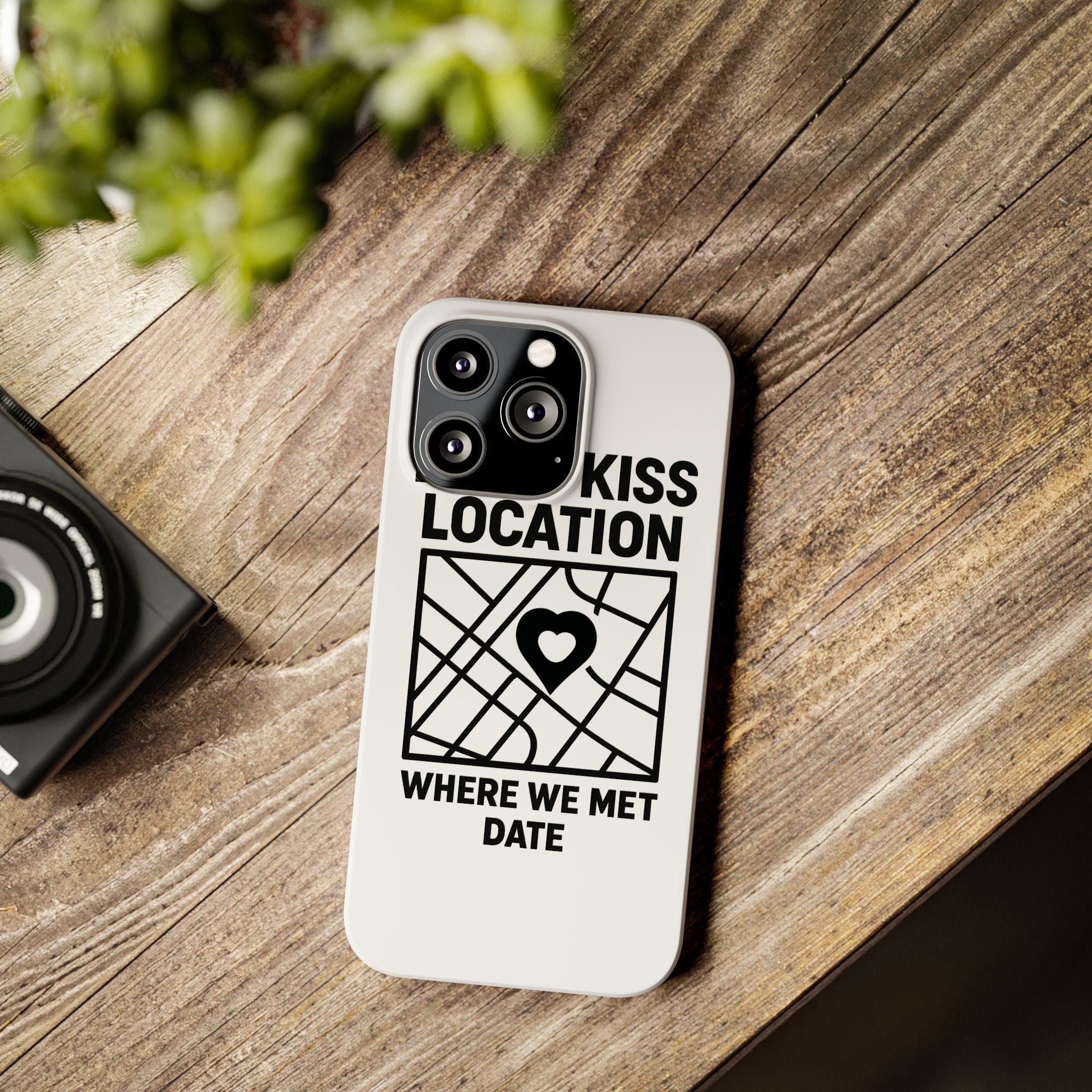 First Kiss Location Phone Case Custom Map Where We Met Anniversary Gift Personalized Couples Phone Case Heart Marker