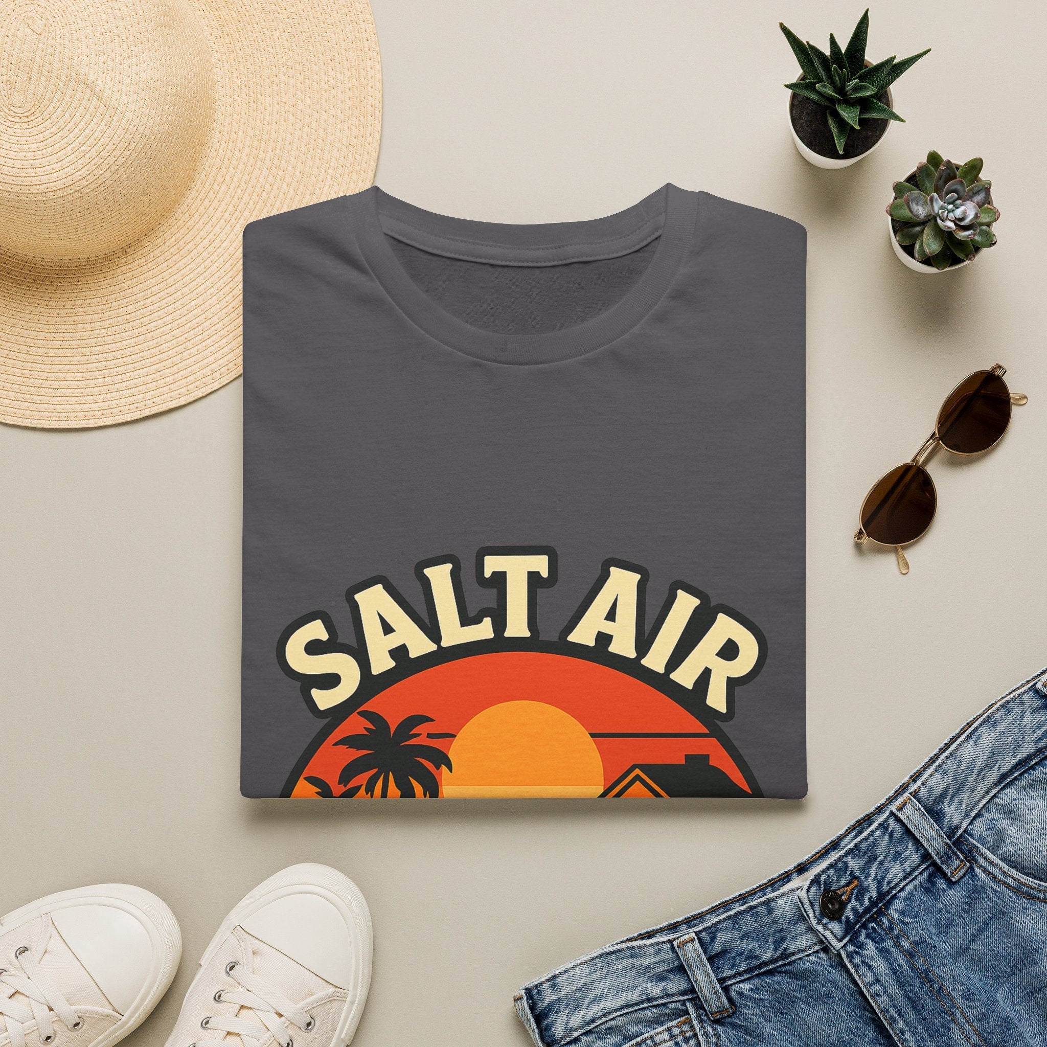 Beach Town Sunset Shirt, Coastal Living Tee, Salt Air Sandy Hair Beach Vacation Shirt, Ocean Vibes T-Shirt, Summer Travel Gift