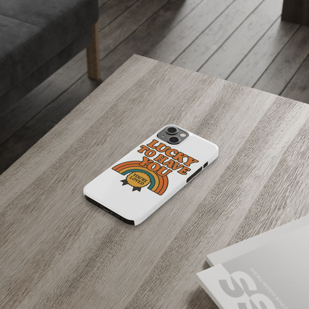 Lucky To Have You Phone Case Friendship Gift Best Friend Galentines Day Retro 70s Rainbow Vintage Appreciation Bestie Squad