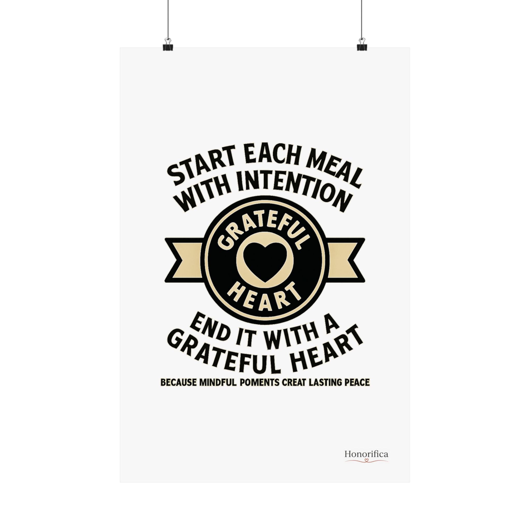 Grateful Heart Daily Affirmations Placemat Poster, Gratitude Prompts Mindful Eating, Thanksgiving Table Decor, Wellness Gift