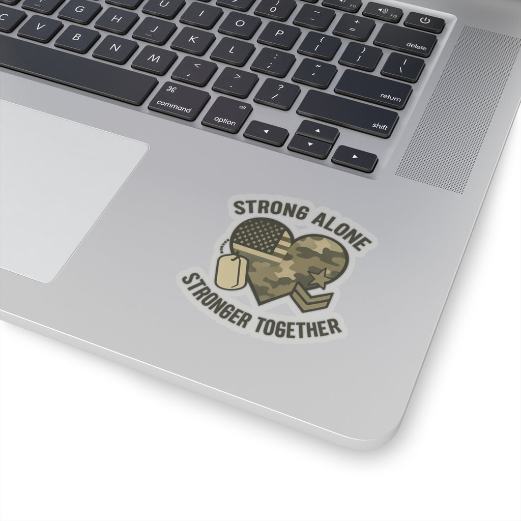 Military Deployment Sticker Strong Alone Stronger Together Camouflage Heart Military Spouse Gift Patriotic励 Army Navy Support