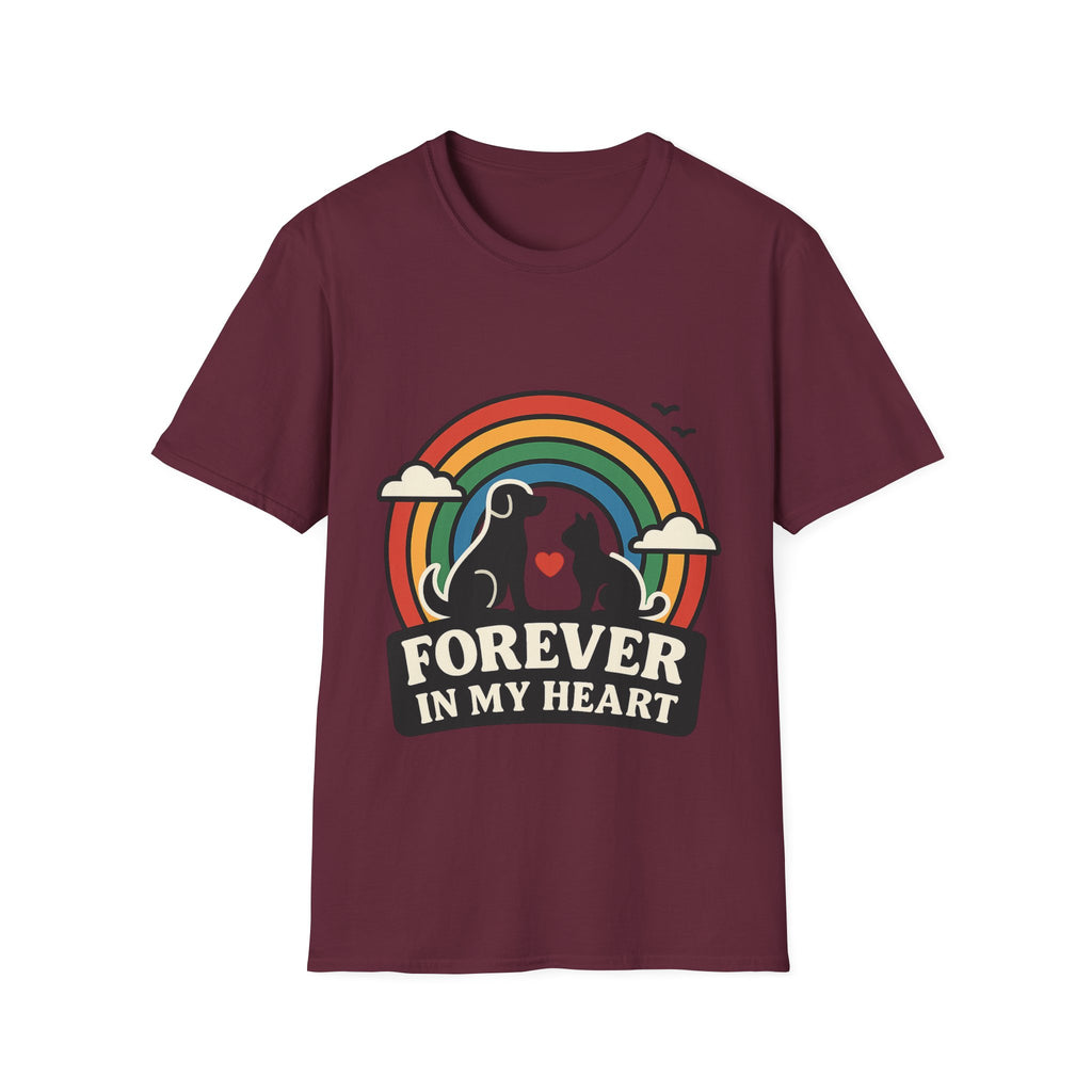 Rainbow Bridge Pet Memorial Shirt, Dog Cat Loss Gift, Forever in My Heart, Pet Remembrance Tee, Sympathy Gift for Pet Owner