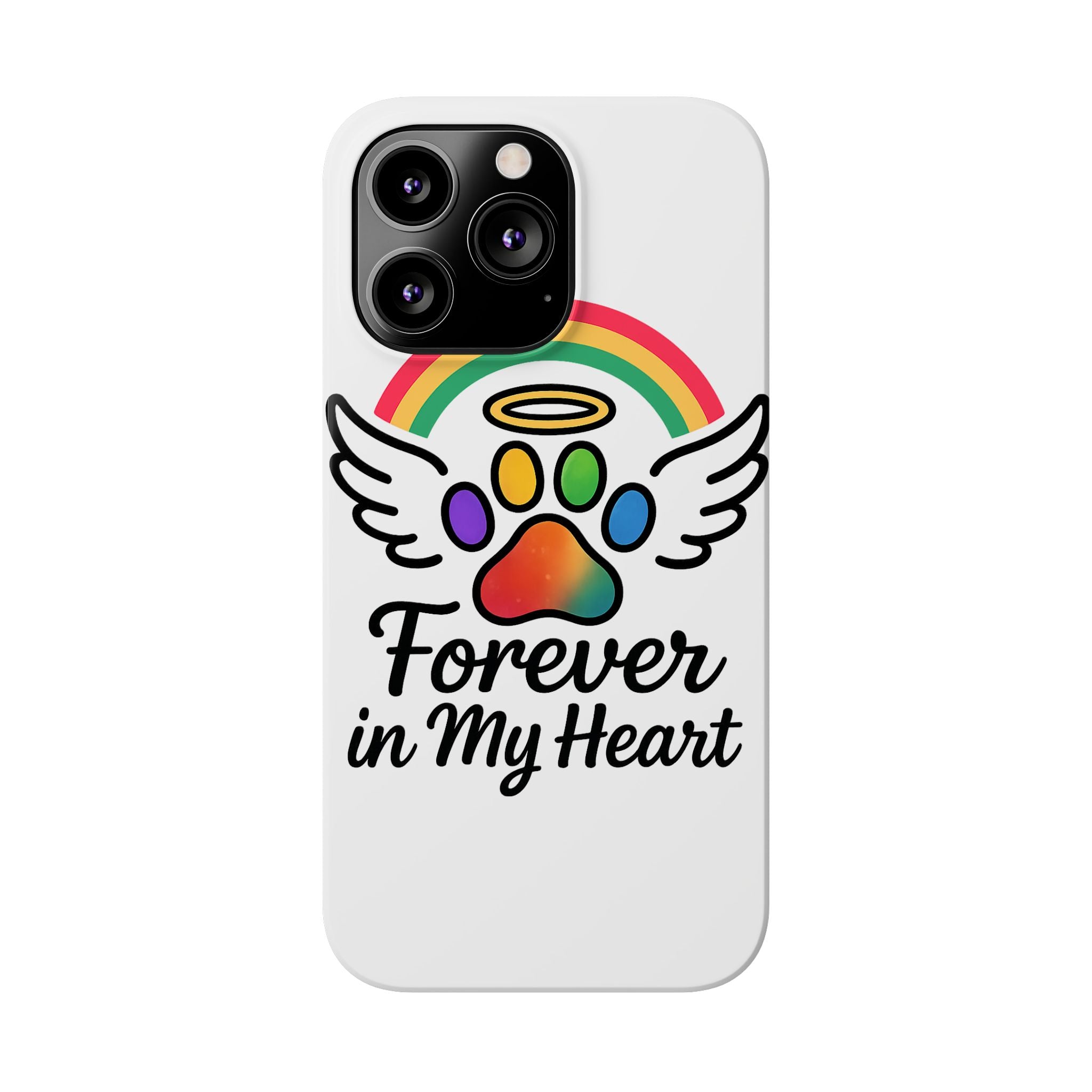 Rainbow Bridge Pet Memorial Phone Case Forever in My Heart Dog Cat Loss Sympathy Gift Remembrance Watercolor Paw Print Angel Pet