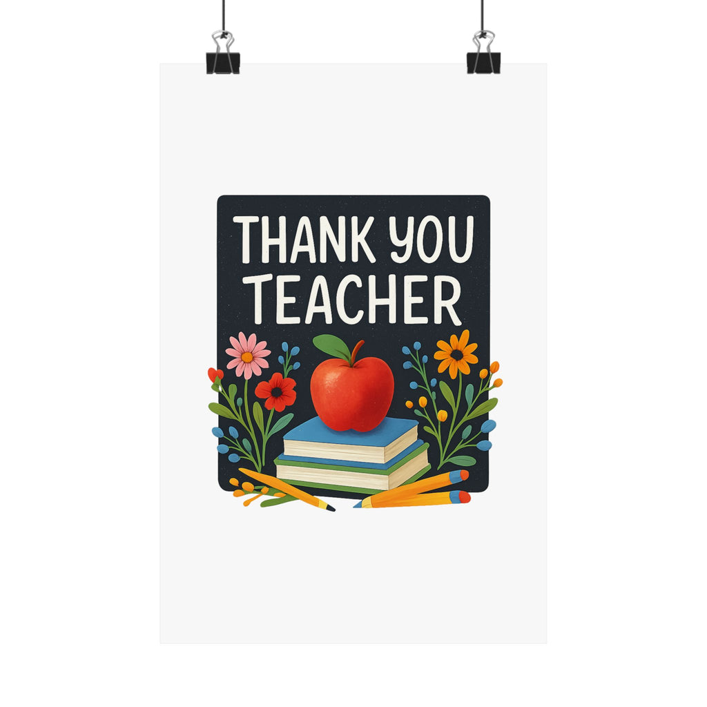 Thank You Teacher Gift Watercolor Wildflower Poster, Classroom Decor, End of School Year Gift, Teacher Appreciation Print