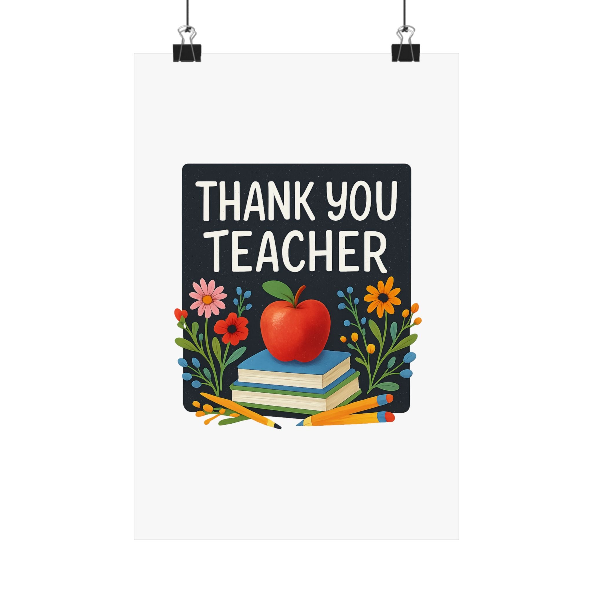 Thank You Teacher Gift Watercolor Wildflower Poster, Classroom Decor, End of School Year Gift, Teacher Appreciation Print