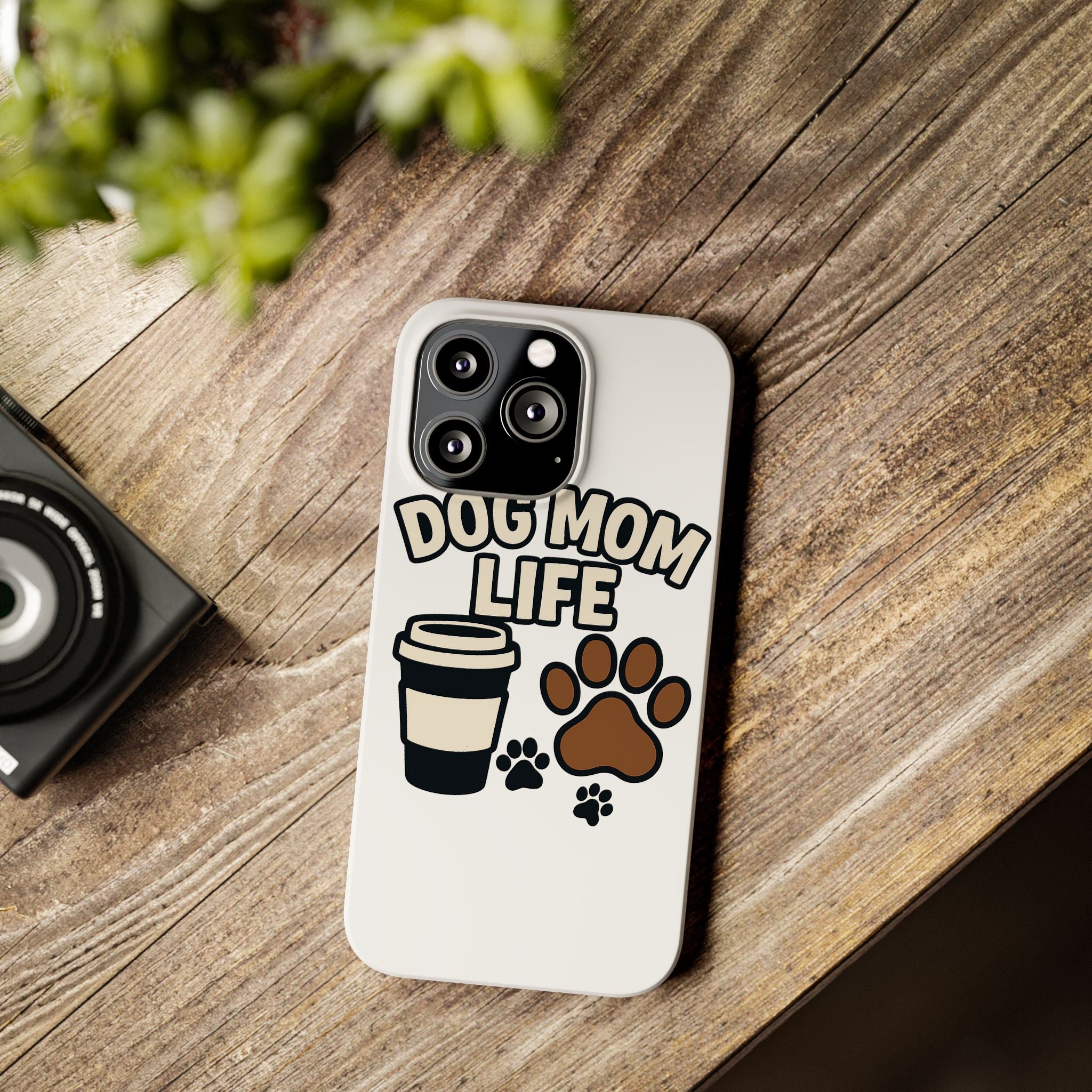 Dog Mom Life Phone Case, Coffee & Paws Illustrated Design, Gift for Dog Lover, Pet Parent Phone Case, Dog Owner Gift