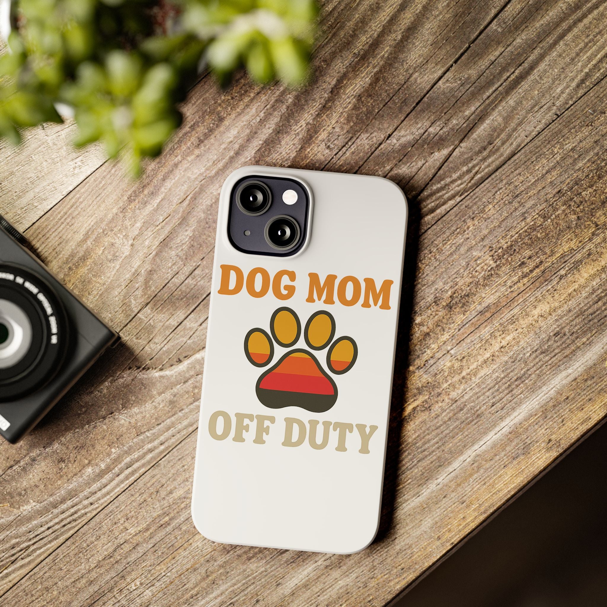 Dog Mom Off Duty Phone Case Retro 70s Vintage Dog Lover Gift Paw Print iPhone Samsung Galaxy Case Funny Pet Owner Gift