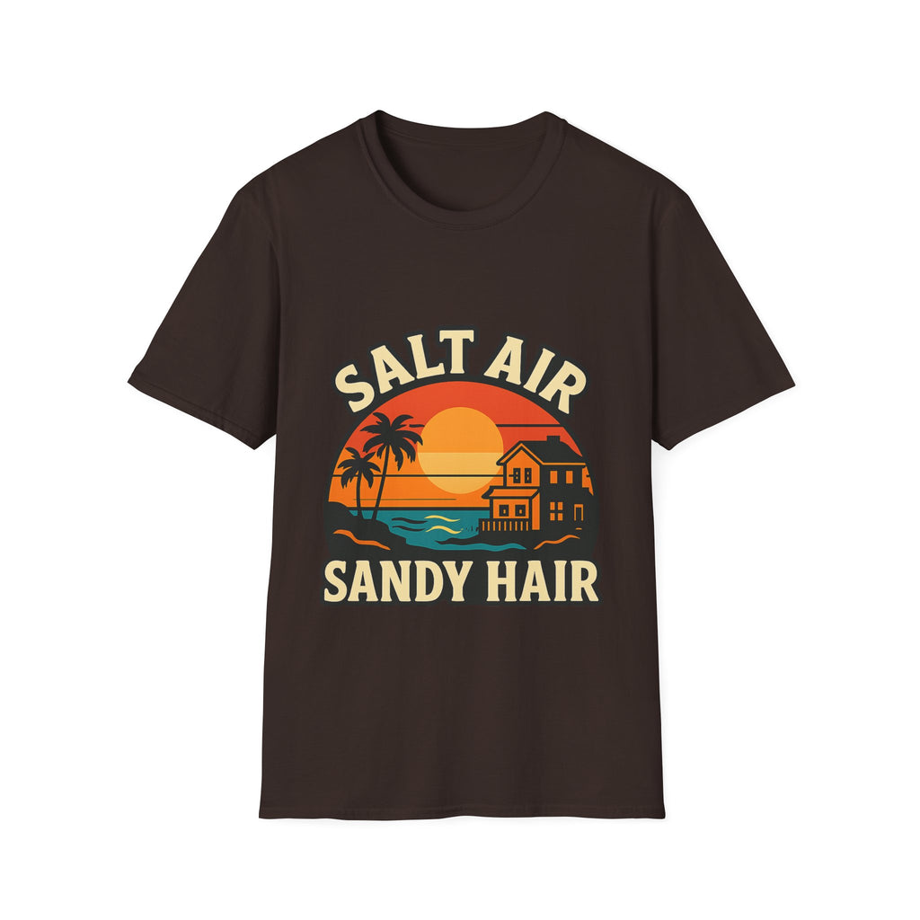 Beach Town Sunset Shirt, Coastal Living Tee, Salt Air Sandy Hair Beach Vacation Shirt, Ocean Vibes T-Shirt, Summer Travel Gift