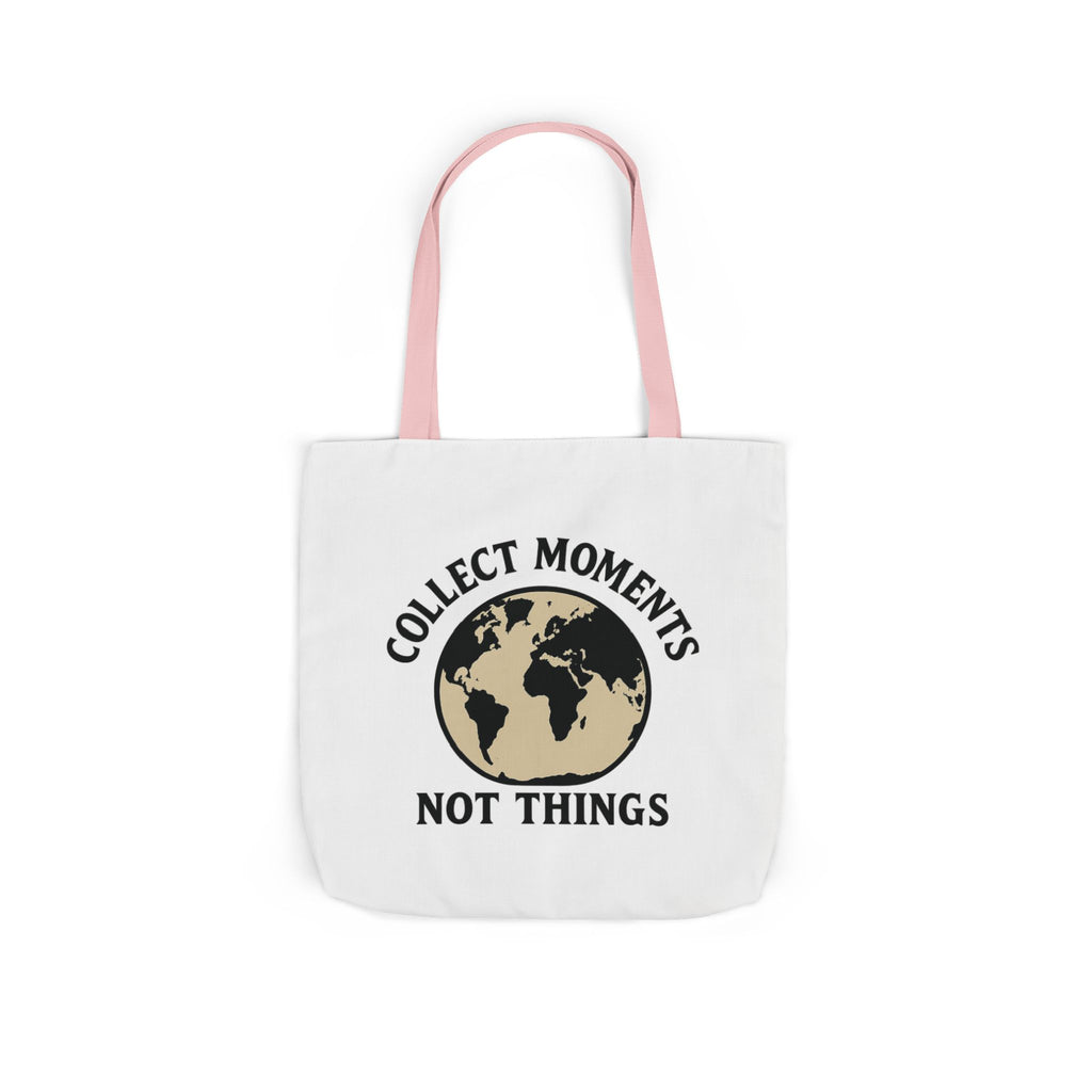 Travel Tote Bag Wanderlust Gift, Collect Moments Not Things Canvas Tote, World Map Tote Bag for Women, Traveler Gift Adventure Lover