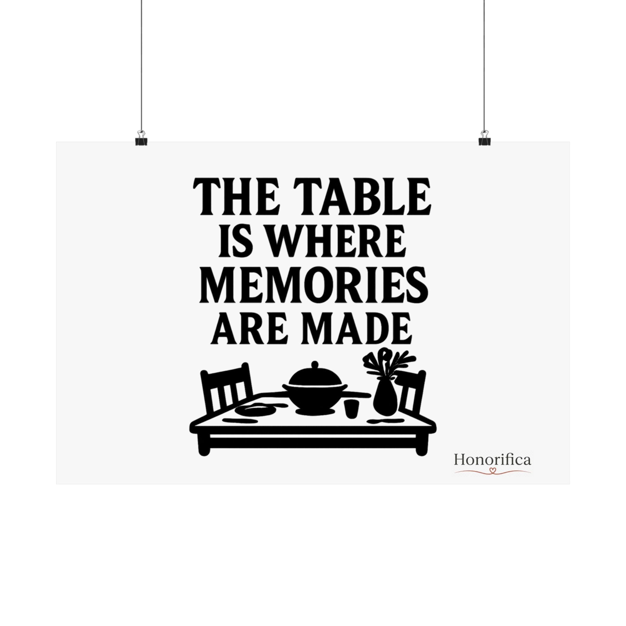 The Table Is Where Memories Are Made Kitchen Poster, Dining Room Wall Art, Family Meal Print, Mother's Day Gift for Mom
