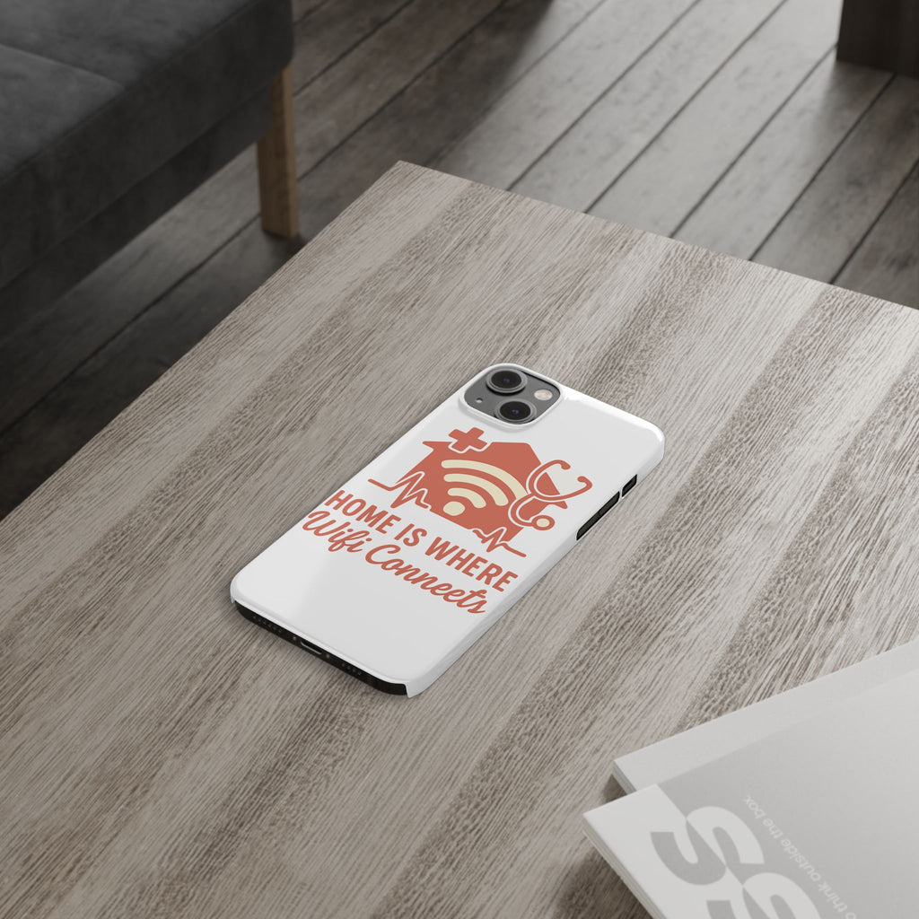 Home Is Where WiFi Connects Phone Case | Funny Tech Lover Gift | Minimalist House Phone Cover | Millennial Gen Z Humor Case