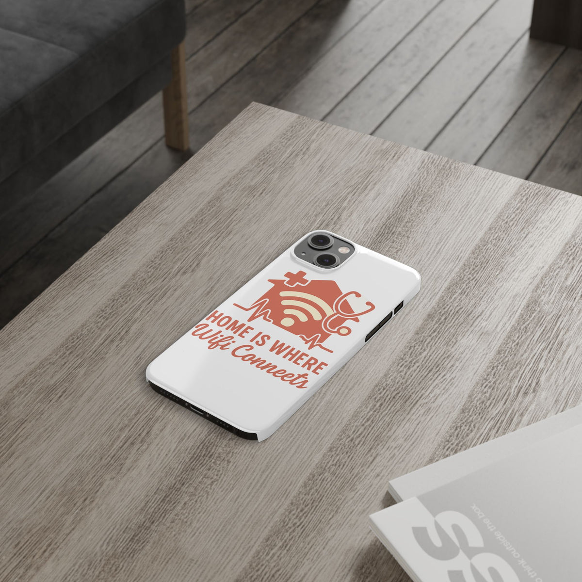 Home Is Where WiFi Connects Phone Case | Funny Tech Lover Gift | Minimalist House Phone Cover | Millennial Gen Z Humor Case