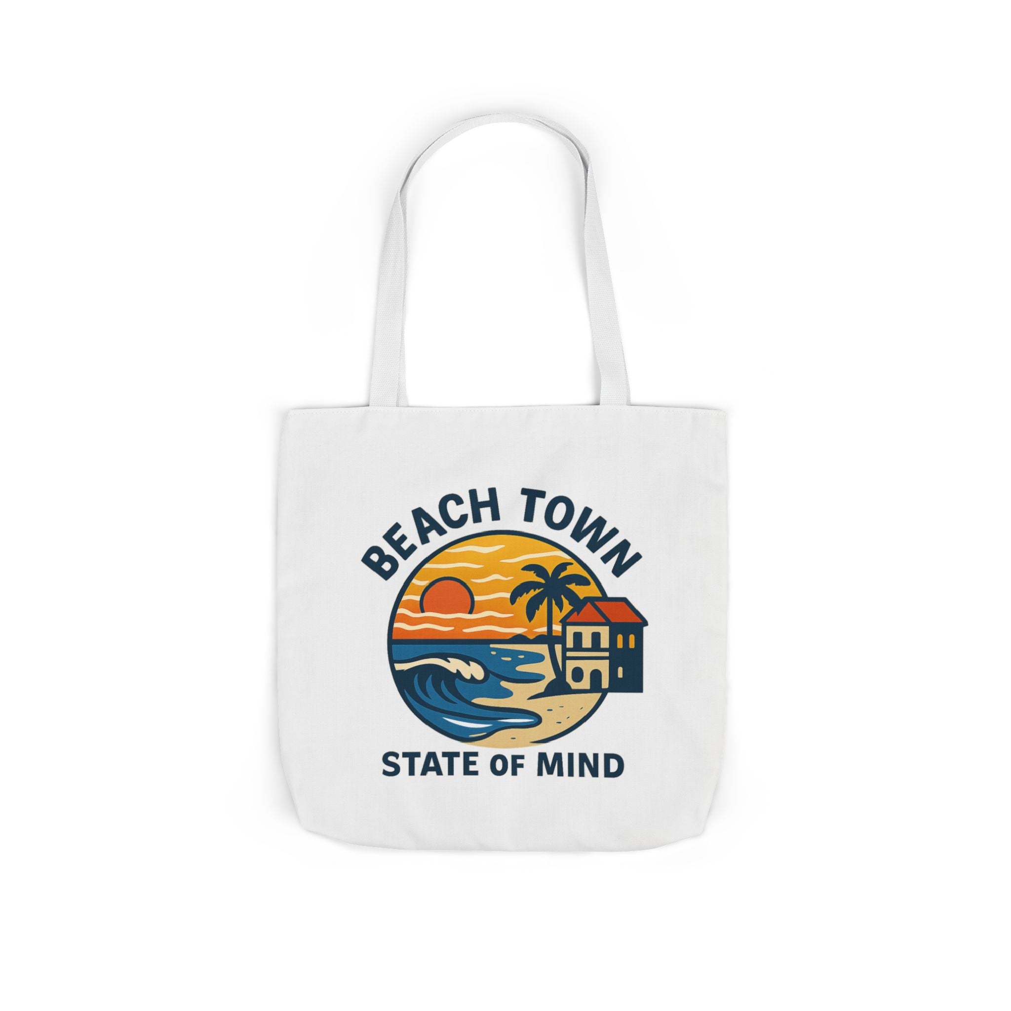 Beach Town State of Mind Tote Bag | Coastal Lifestyle Gift | Ocean Lover Canvas Bag | Beach Vibes Nautical Tote | Summer Beach Bag