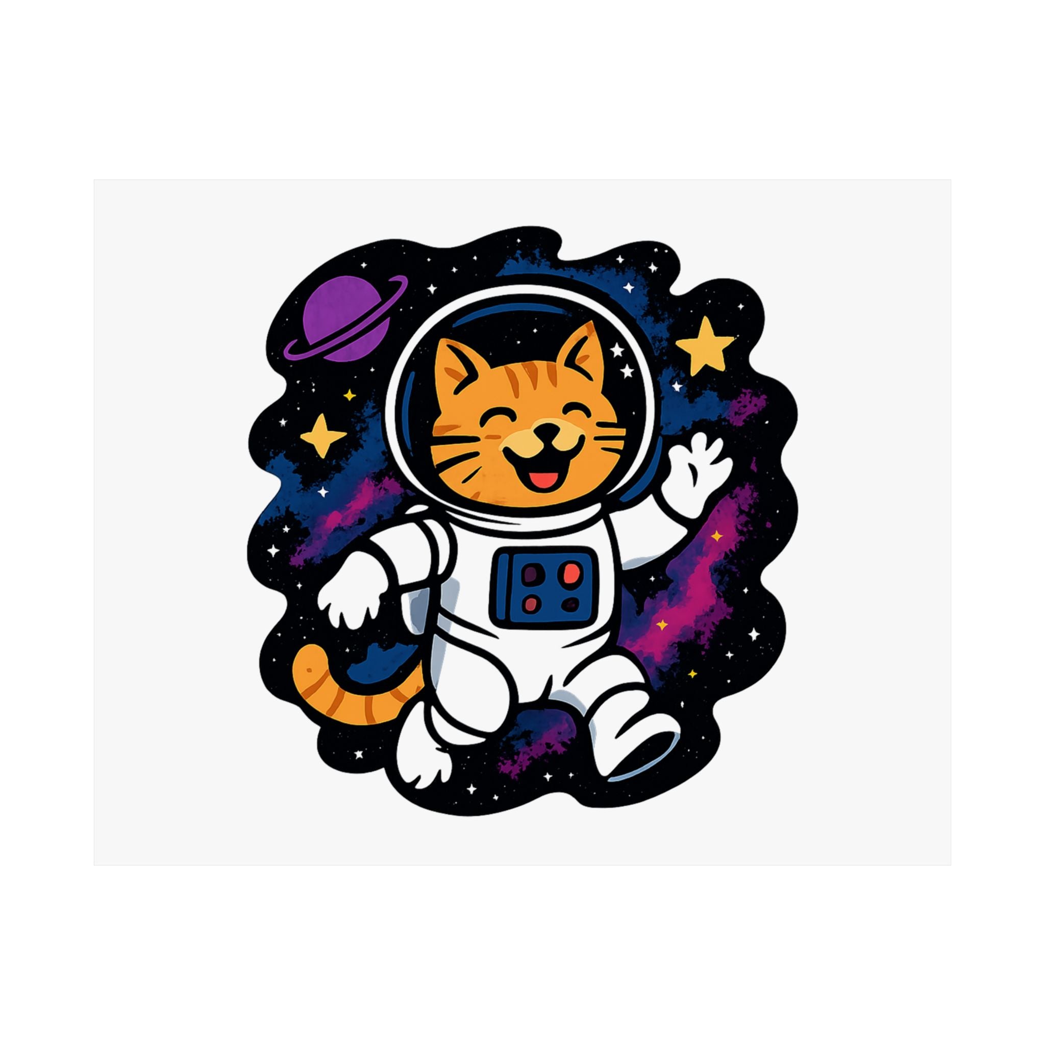 Cat Astronaut Galaxy Poster, Space Cat Wall Art, Funny Cat Lover Gift, Nebula Cat Print, Whimsical Space Room Decor, Quirky Wall Art