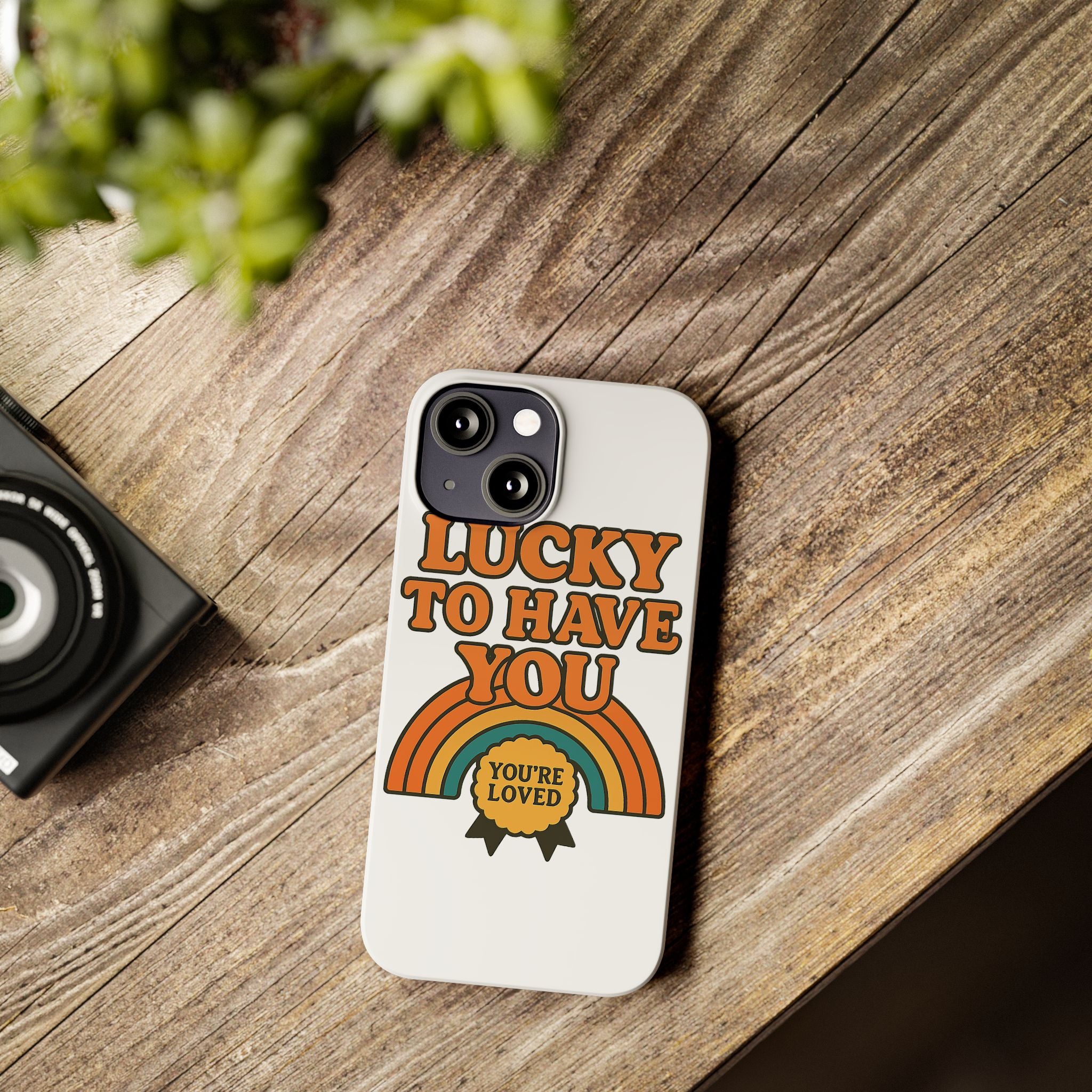 Lucky To Have You Phone Case Friendship Gift Best Friend Galentines Day Retro 70s Rainbow Vintage Appreciation Bestie Squad