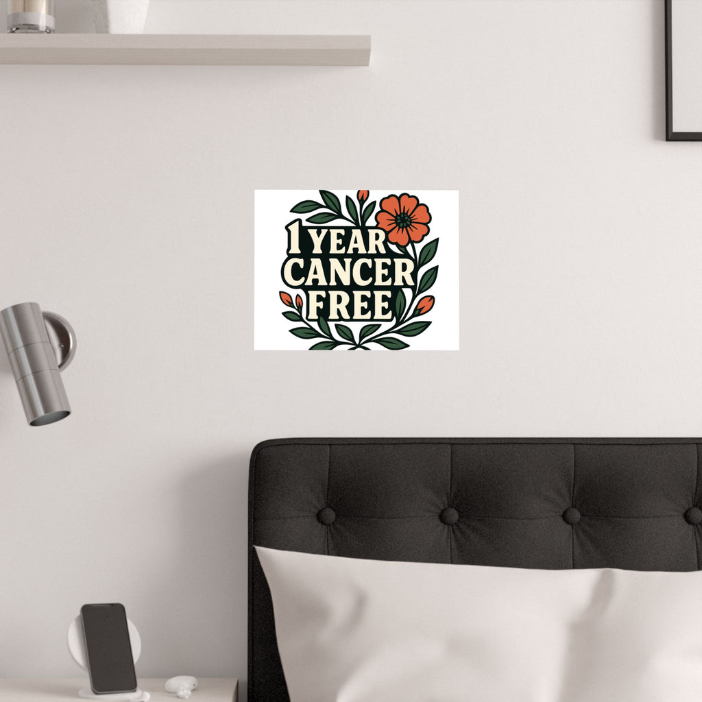 1 Year Cancer Free Poster, Botanical Growth Anniversary Gift, Cancer Survivor Milestone Wall Art, Hope & Healing Decor