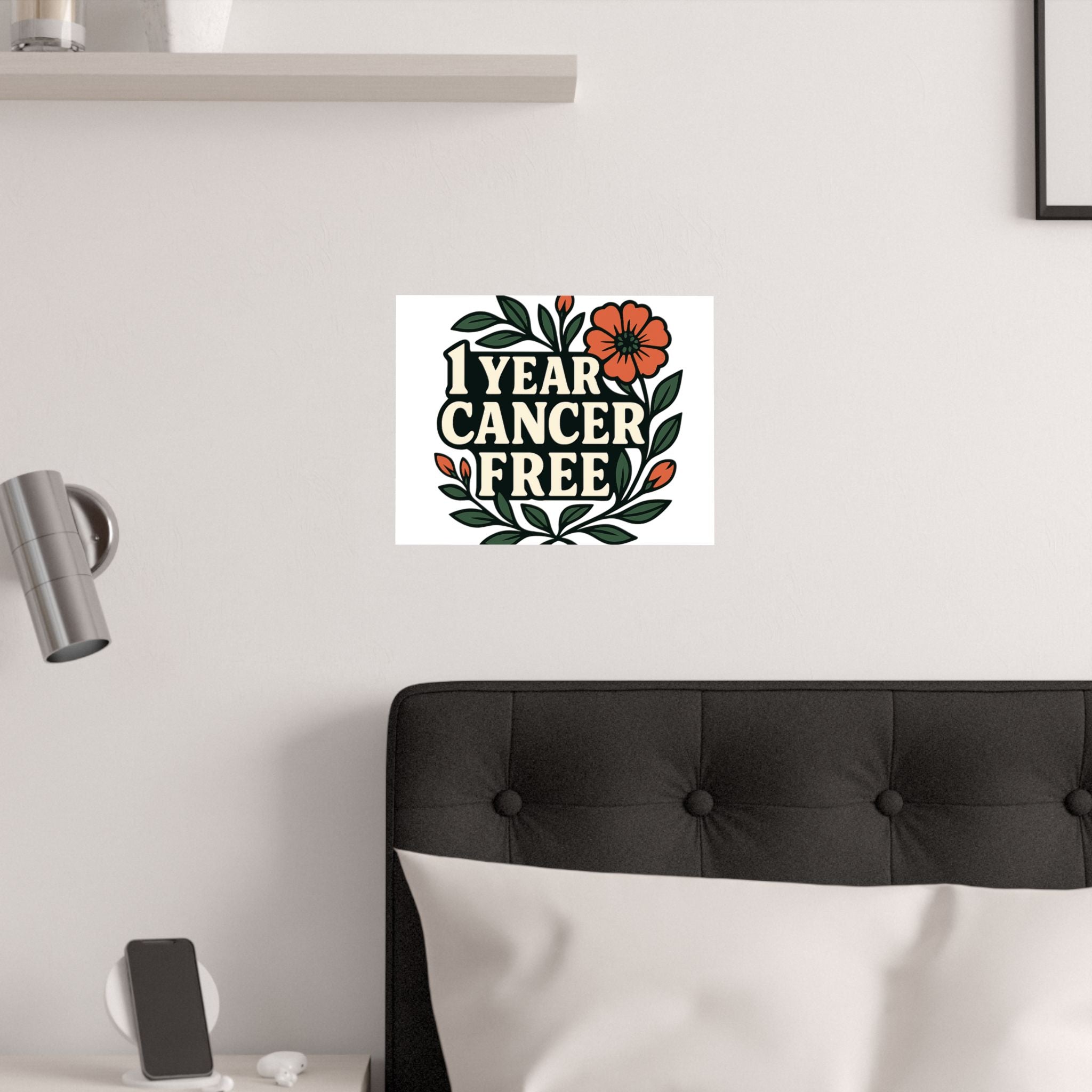1 Year Cancer Free Poster, Botanical Growth Anniversary Gift, Cancer Survivor Milestone Wall Art, Hope & Healing Decor