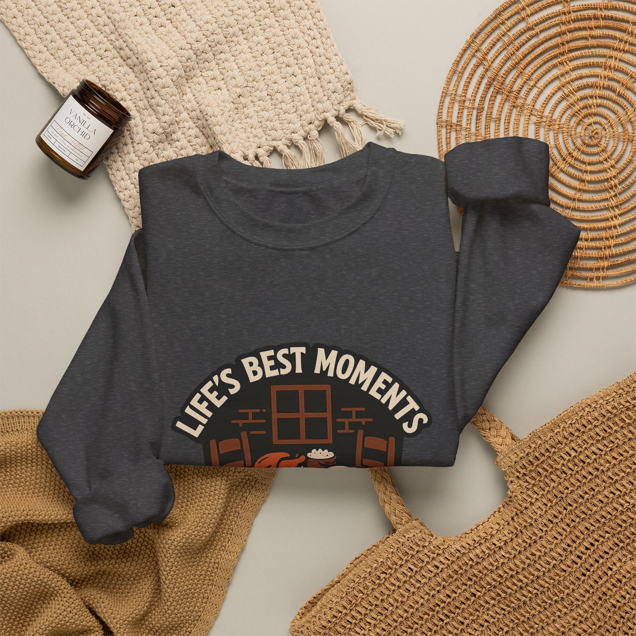 Life's Best Moments At The Table Sweatshirt, Family Dinner Crewneck, Cozy Kitchen Gift for Mom, Farmhouse Comfort Food Lover
