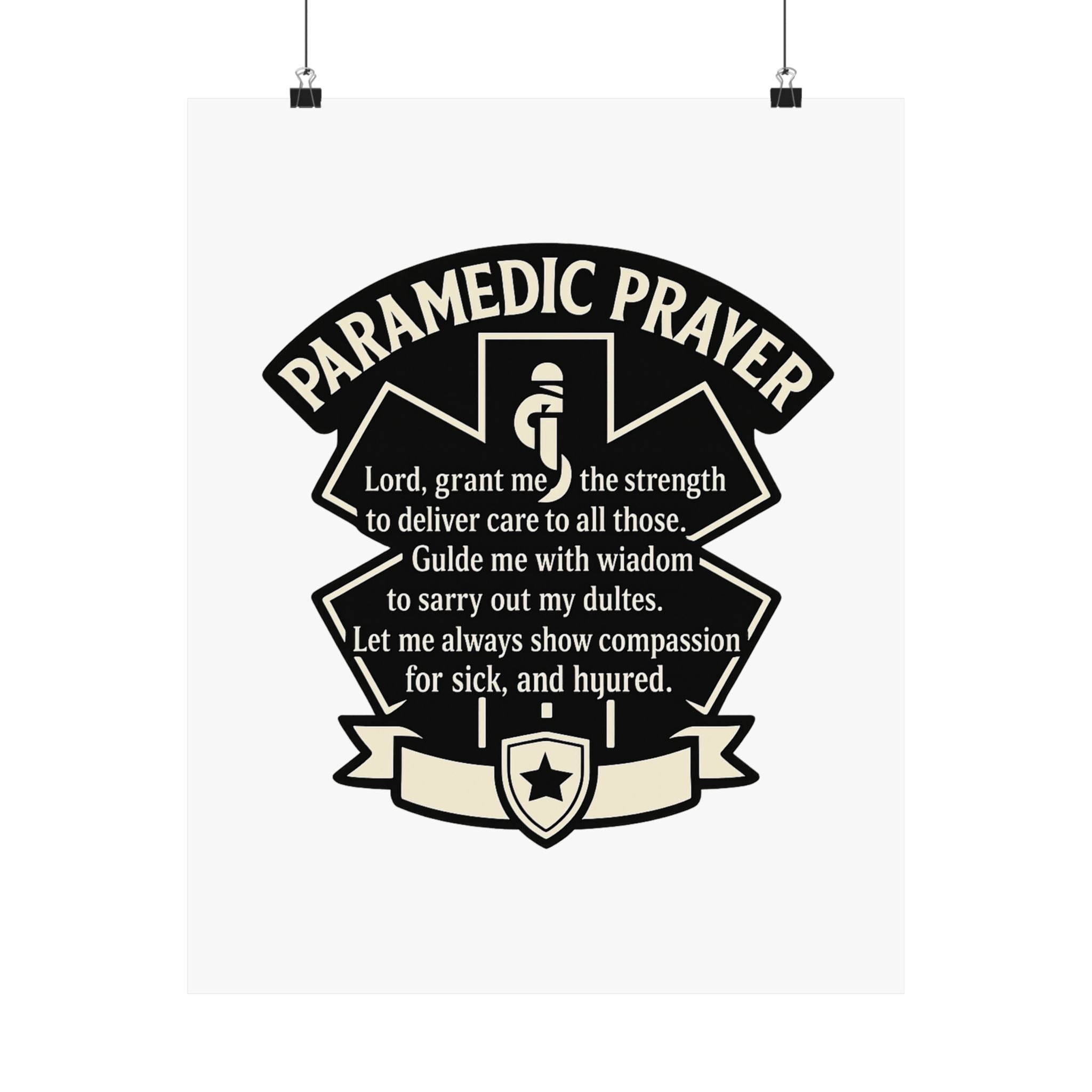 Paramedic Prayer Poster, EMS Gift, Star of Life Wall Art, Paramedic Graduation Gift, EMT Decor, First Responder Print, Thin White Line