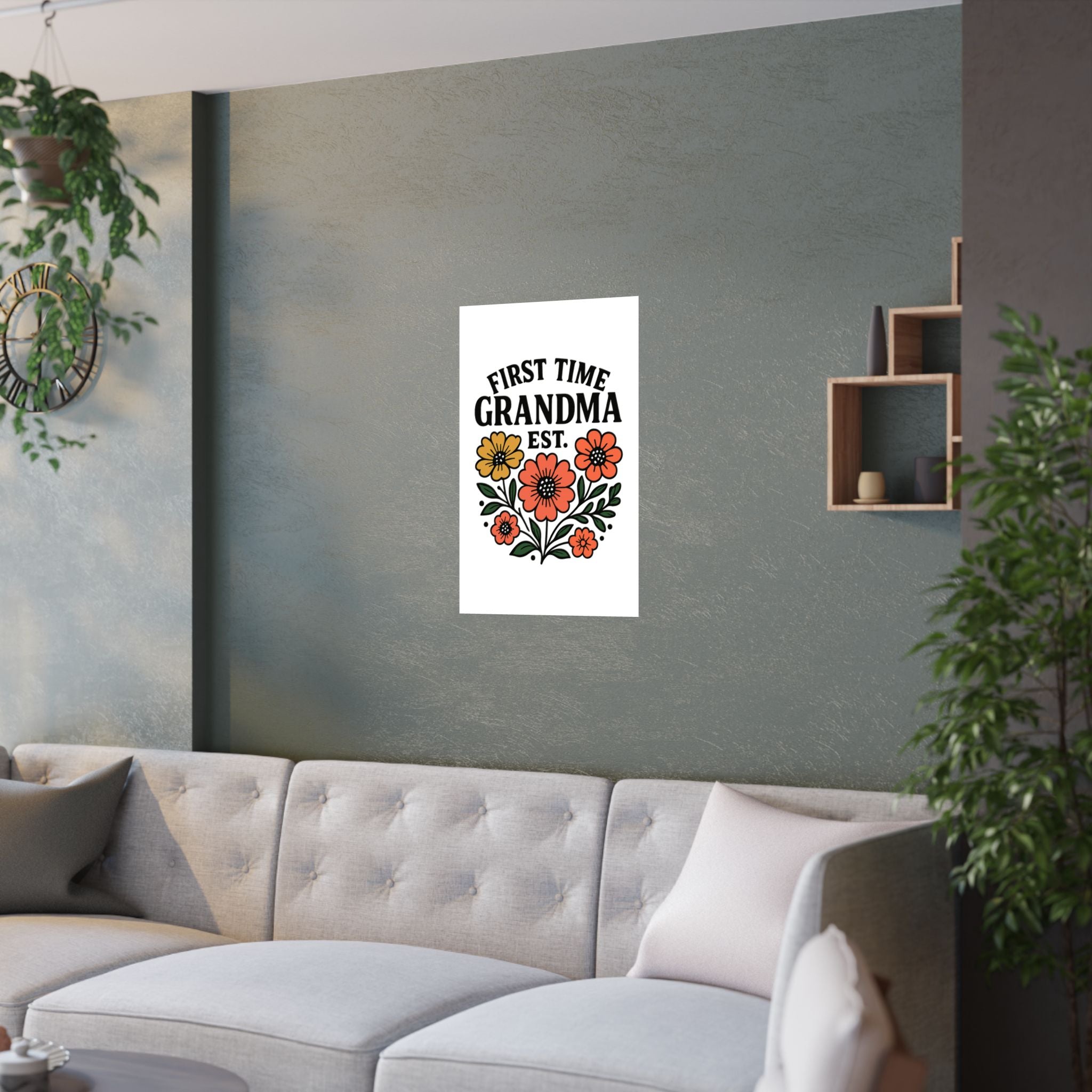 First Time Grandma Est 2025 Print, New Grandmother Gift, Pregnancy Announcement, Grandma to Be Wall Art, Floral Botanical Decor