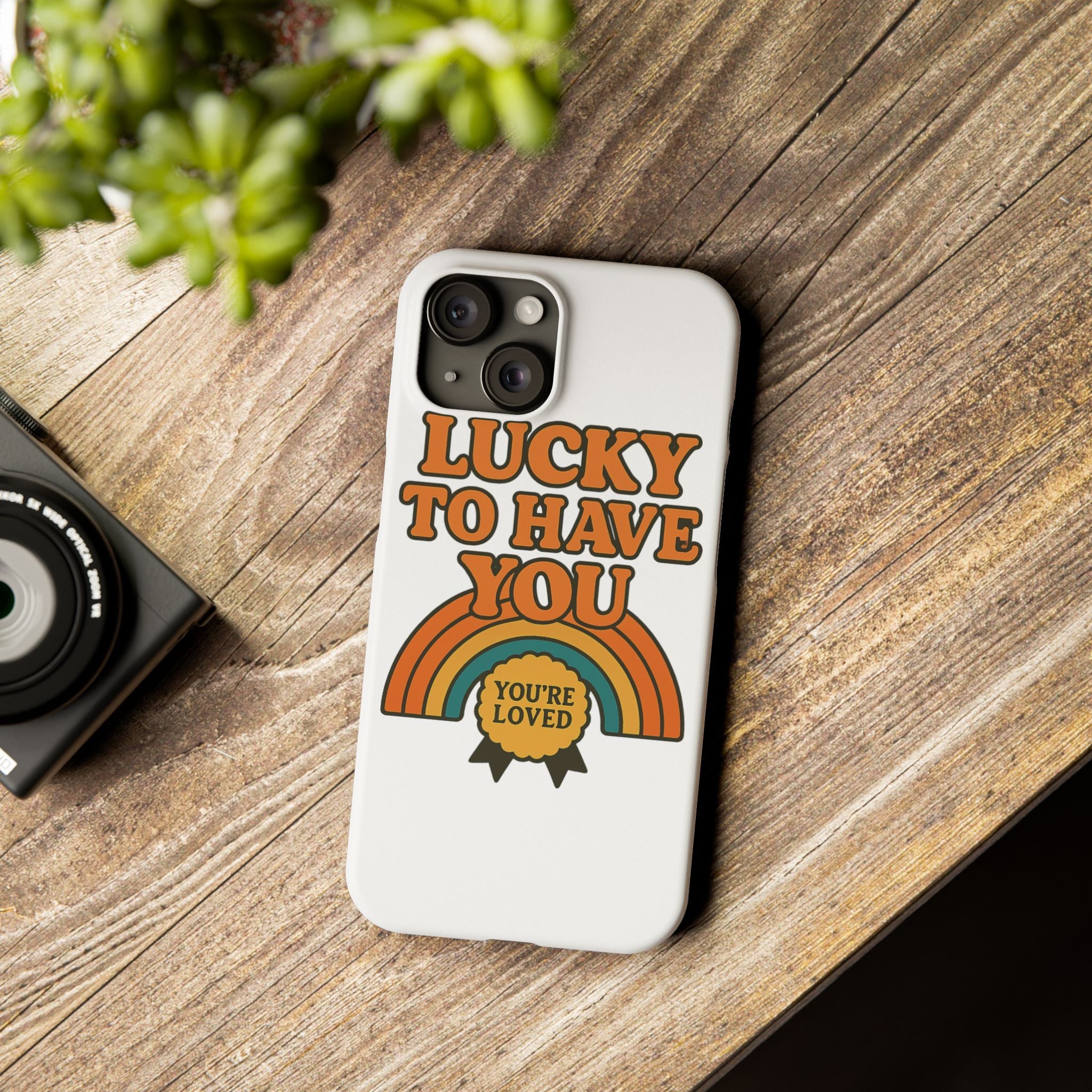 Lucky To Have You Phone Case Friendship Gift Best Friend Galentines Day Retro 70s Rainbow Vintage Appreciation Bestie Squad