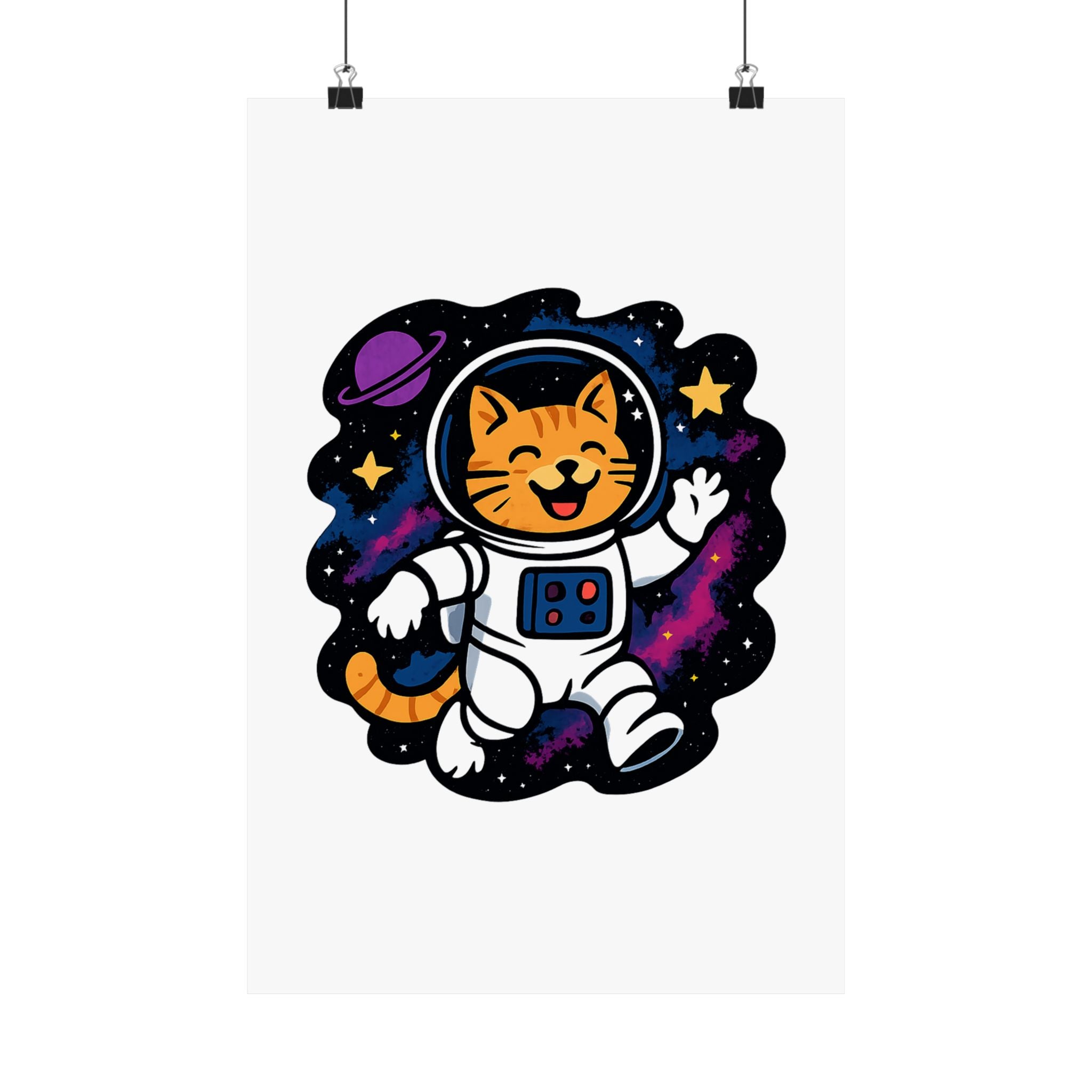 Cat Astronaut Galaxy Poster, Space Cat Wall Art, Funny Cat Lover Gift, Nebula Cat Print, Whimsical Space Room Decor, Quirky Wall Art