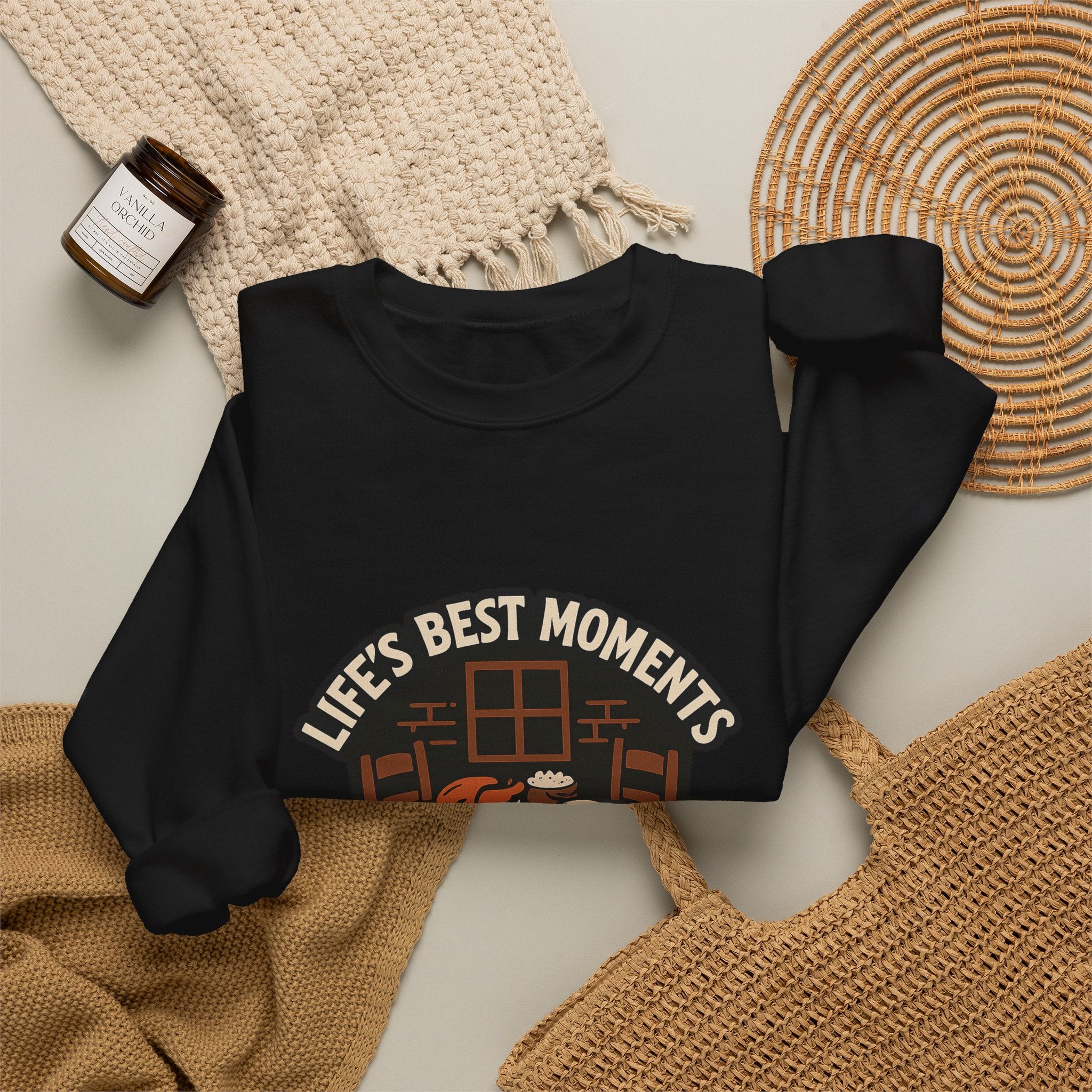 Life's Best Moments At The Table Sweatshirt, Family Dinner Crewneck, Cozy Kitchen Gift for Mom, Farmhouse Comfort Food Lover