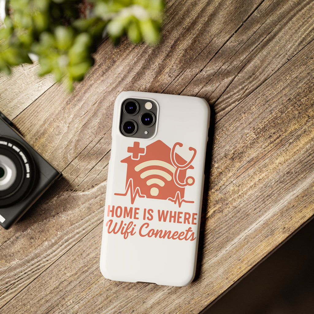Home Is Where WiFi Connects Phone Case | Funny Tech Lover Gift | Minimalist House Phone Cover | Millennial Gen Z Humor Case