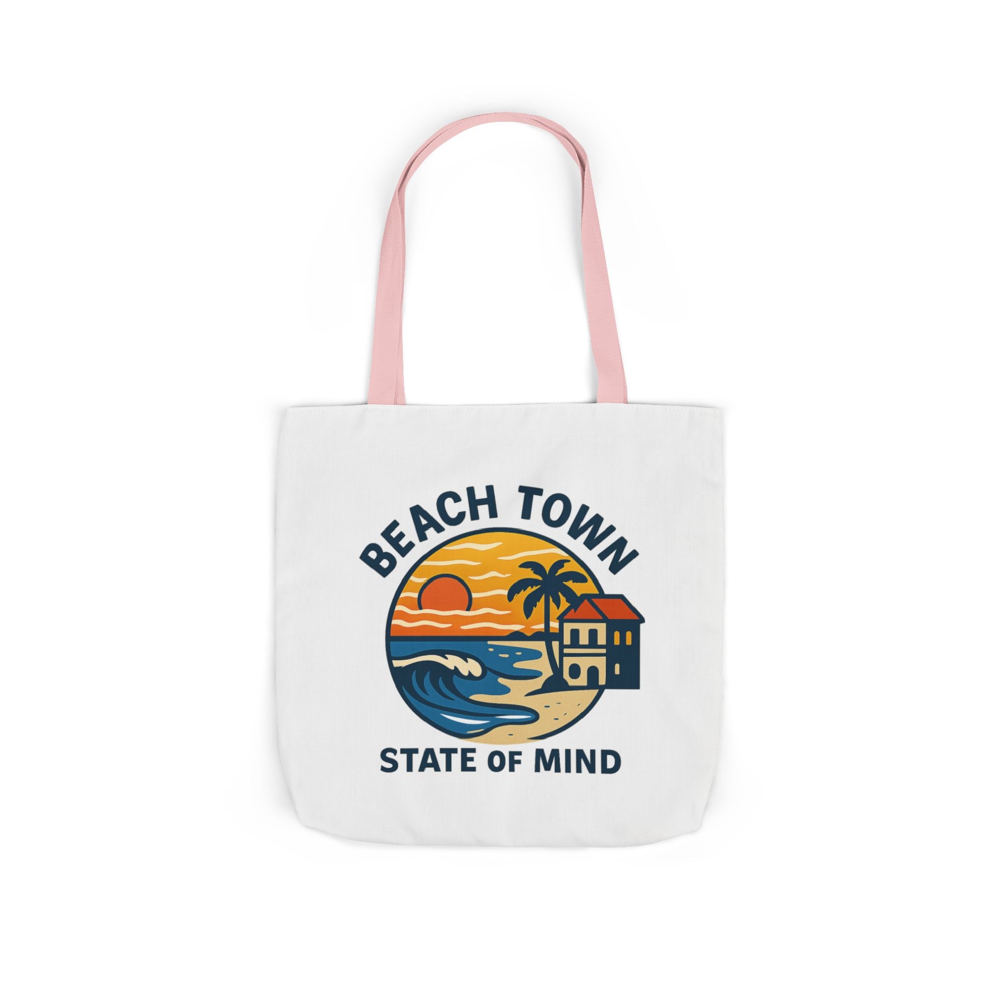 Beach Town State of Mind Tote Bag | Coastal Lifestyle Gift | Ocean Lover Canvas Bag | Beach Vibes Nautical Tote | Summer Beach Bag