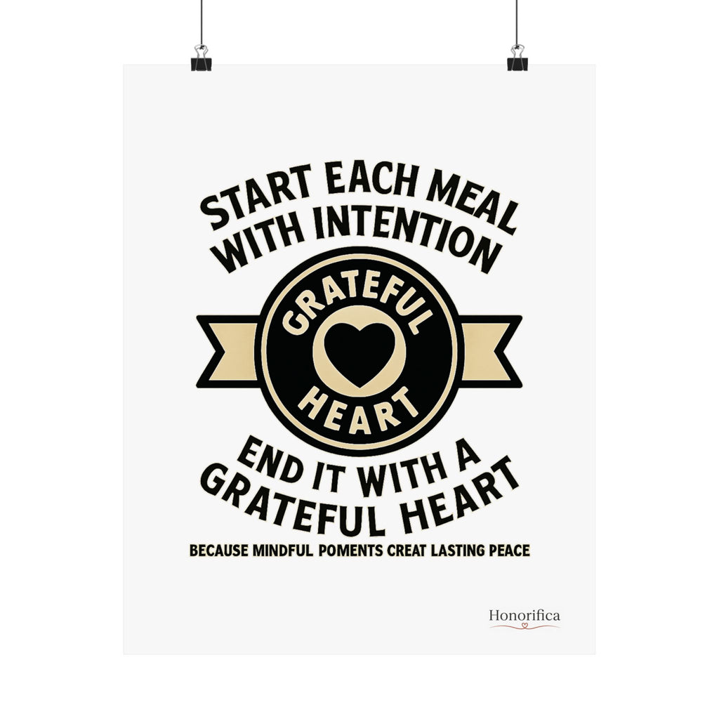 Grateful Heart Daily Affirmations Placemat Poster, Gratitude Prompts Mindful Eating, Thanksgiving Table Decor, Wellness Gift