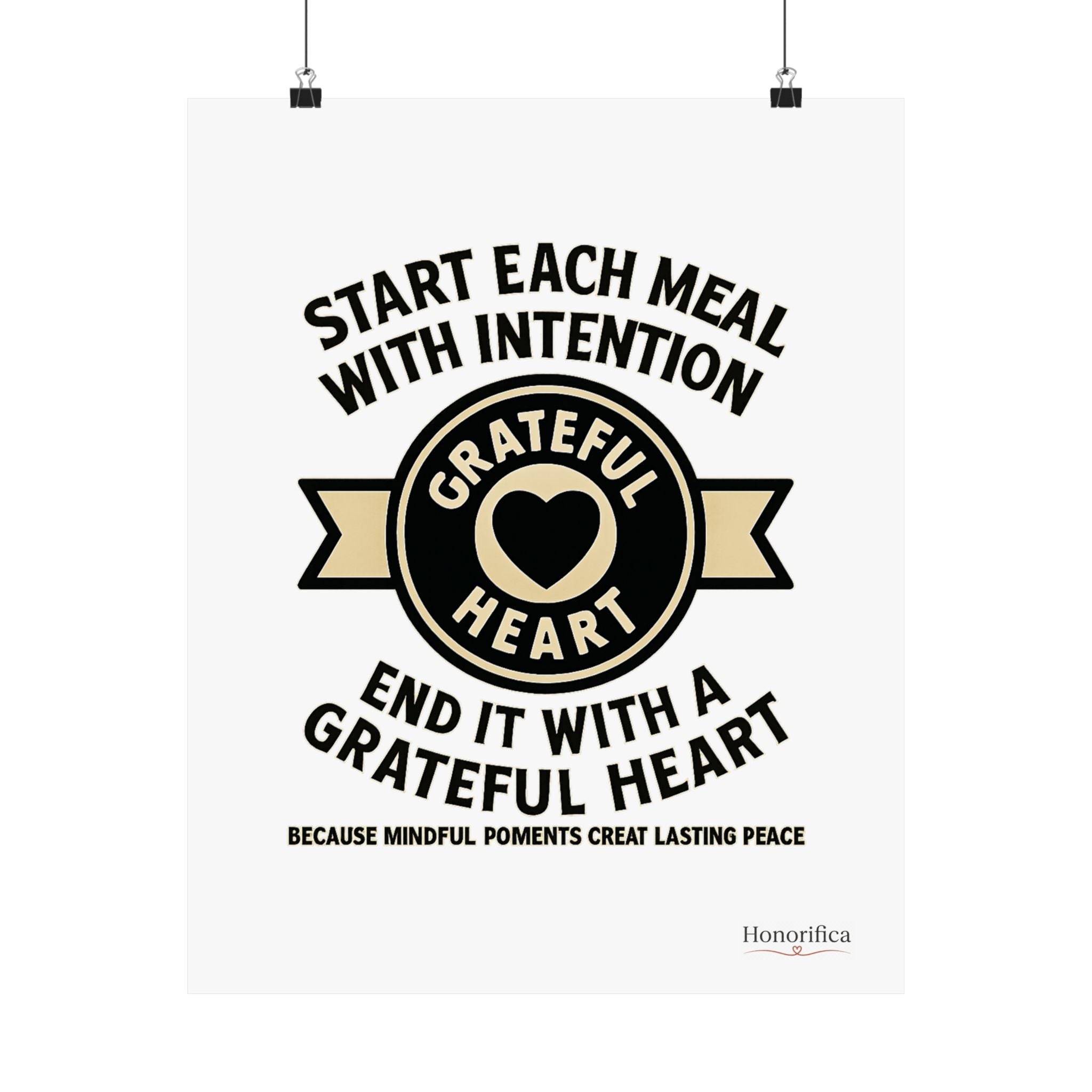 Grateful Heart Daily Affirmations Placemat Poster, Gratitude Prompts Mindful Eating, Thanksgiving Table Decor, Wellness Gift
