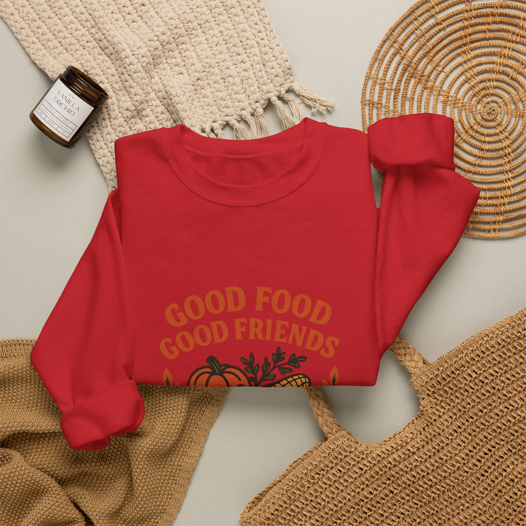 Good Food Good Friends Grateful Heart Sweatshirt, Thanksgiving Hostess Gift, Cooking Sweatshirt, Kitchen Lover Gift, Autumn Cozy Top