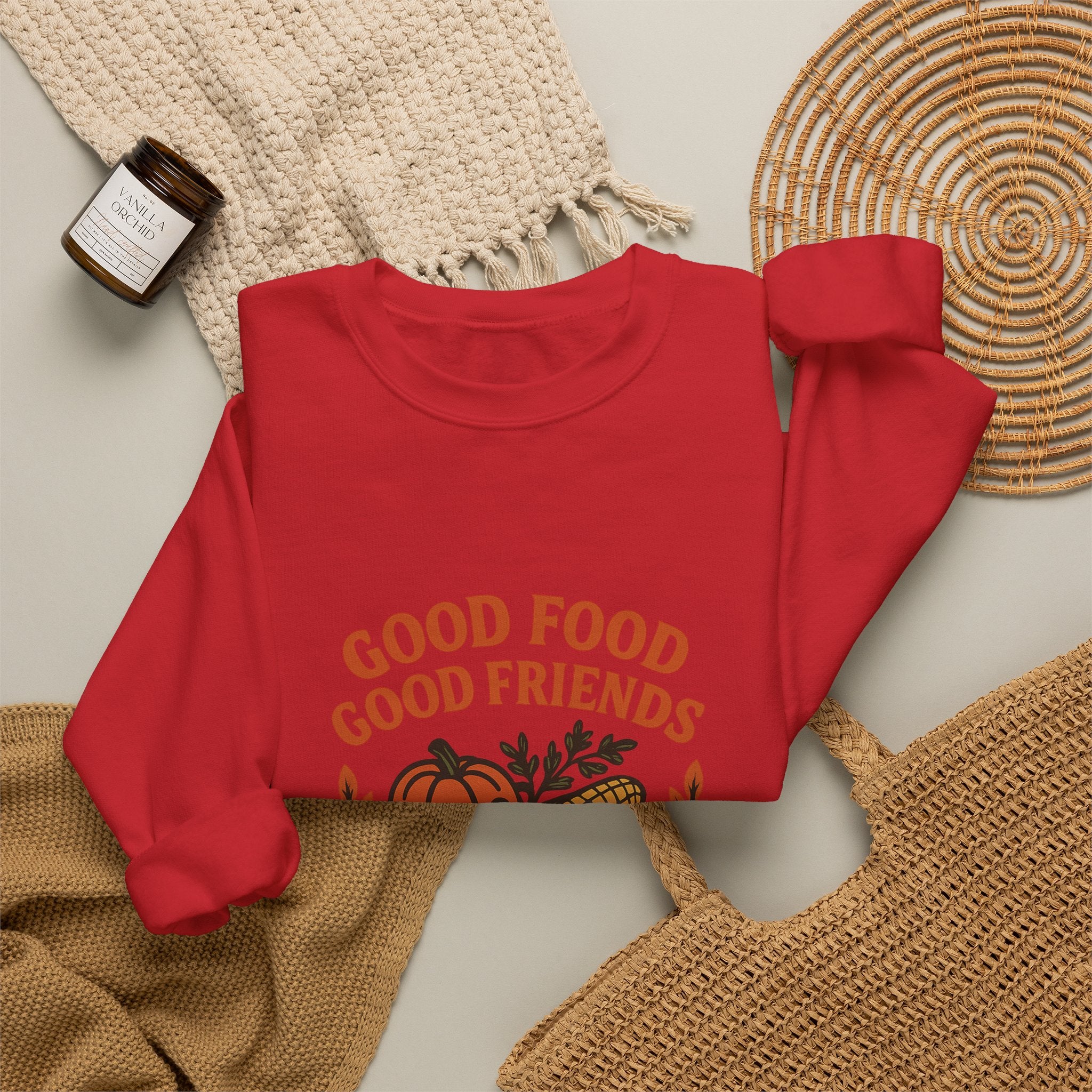 Good Food Good Friends Grateful Heart Sweatshirt, Thanksgiving Hostess Gift, Cooking Sweatshirt, Kitchen Lover Gift, Autumn Cozy Top