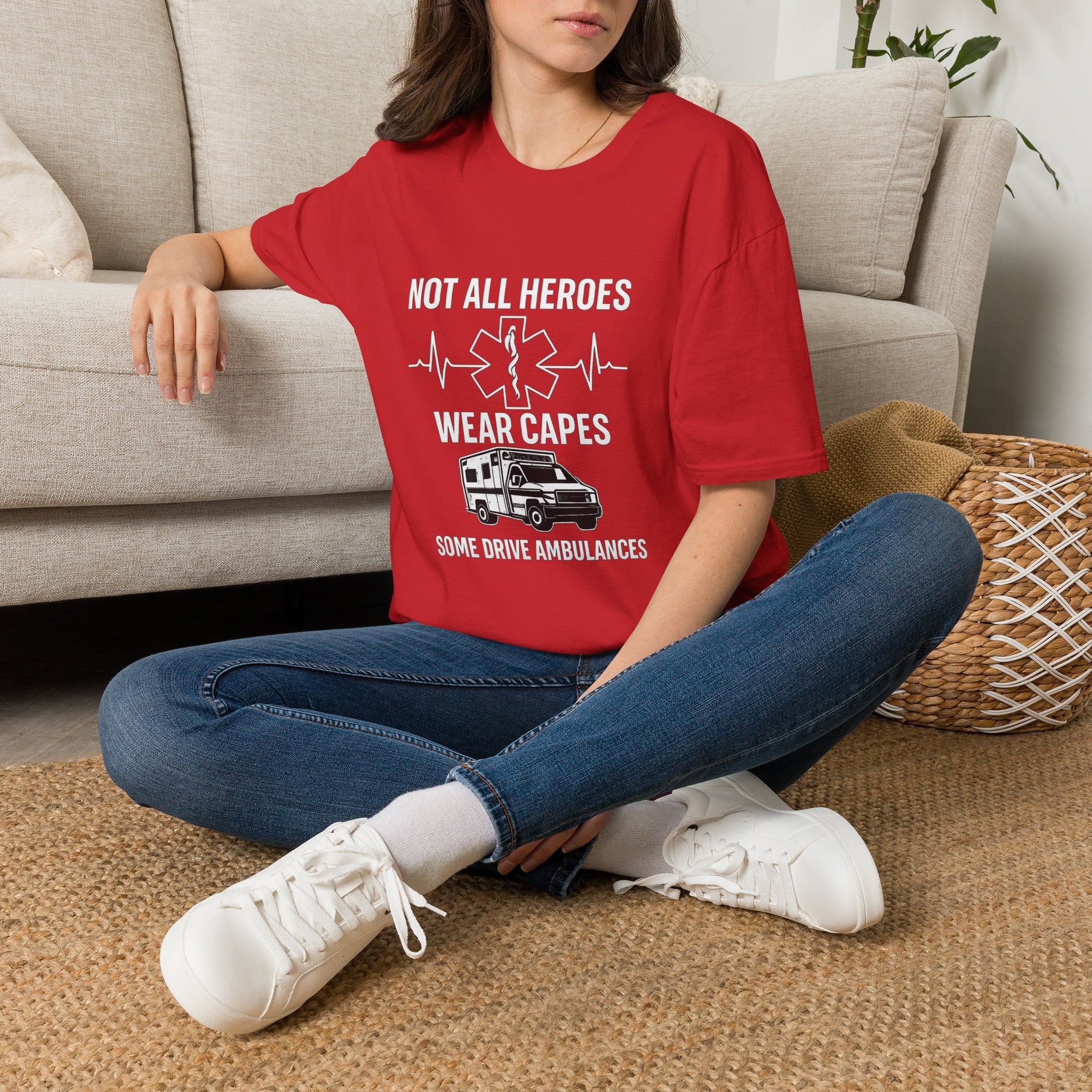 Not All Heroes Wear Capes Some Drive Ambulances Shirt, EMS Paramedic Gift, EMT Appreciation Tee, Star of Life, Thin White Line