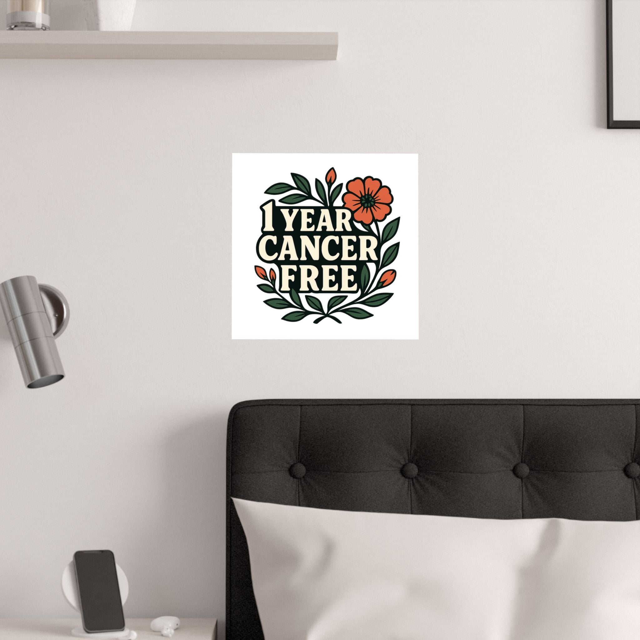 1 Year Cancer Free Poster, Botanical Growth Anniversary Gift, Cancer Survivor Milestone Wall Art, Hope & Healing Decor