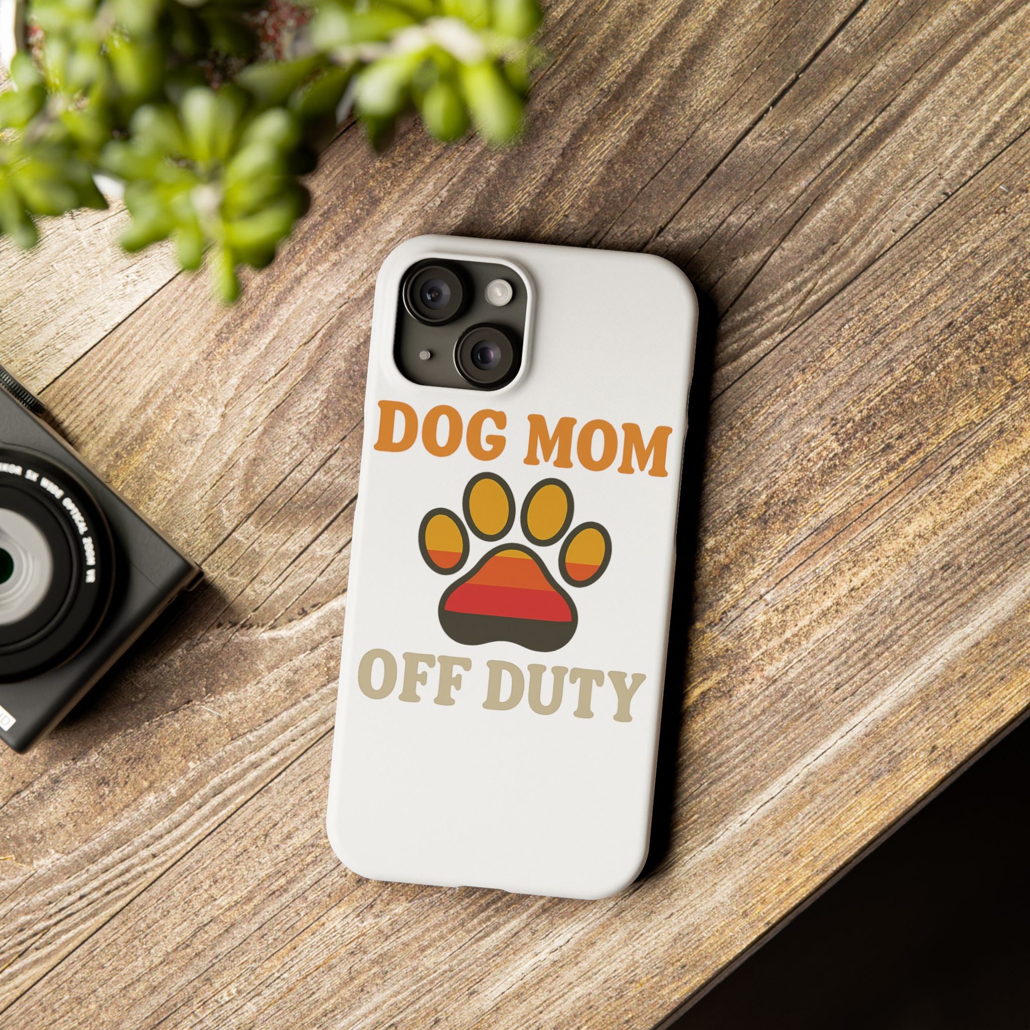 Dog Mom Off Duty Phone Case Retro 70s Vintage Dog Lover Gift Paw Print iPhone Samsung Galaxy Case Funny Pet Owner Gift