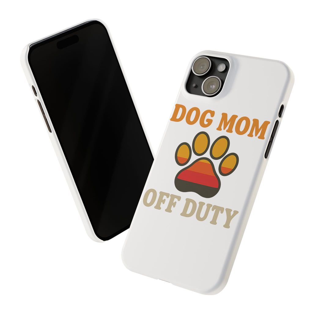 Dog Mom Off Duty Phone Case Retro 70s Vintage Dog Lover Gift Paw Print iPhone Samsung Galaxy Case Funny Pet Owner Gift