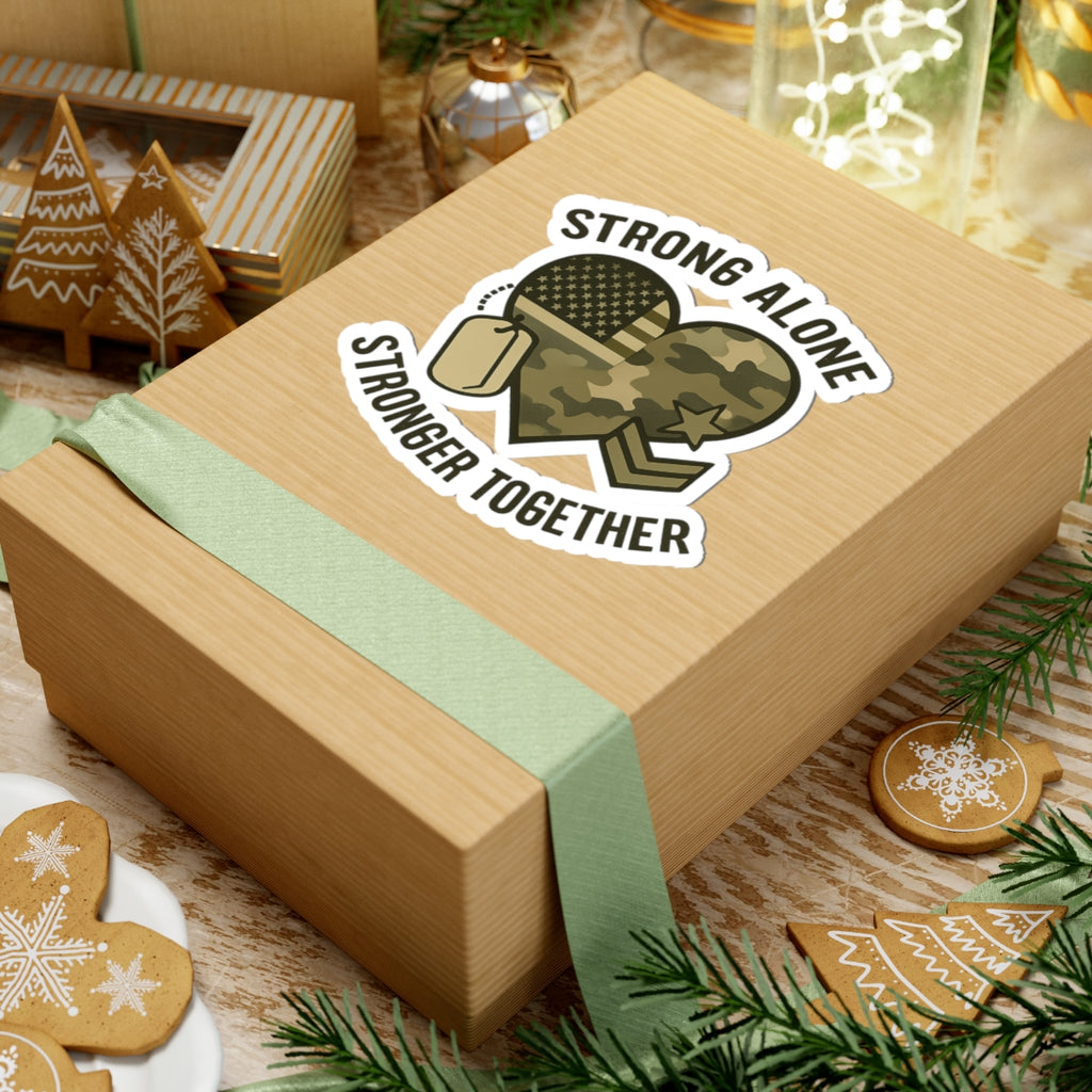Military Deployment Sticker Strong Alone Stronger Together Camouflage Heart Military Spouse Gift Patriotic励 Army Navy Support