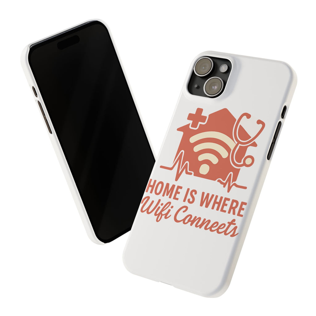 Home Is Where WiFi Connects Phone Case | Funny Tech Lover Gift | Minimalist House Phone Cover | Millennial Gen Z Humor Case