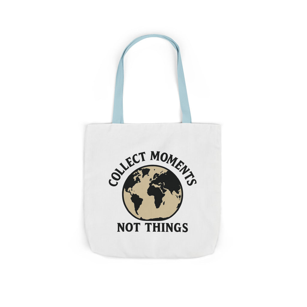 Travel Tote Bag Wanderlust Gift, Collect Moments Not Things Canvas Tote, World Map Tote Bag for Women, Traveler Gift Adventure Lover