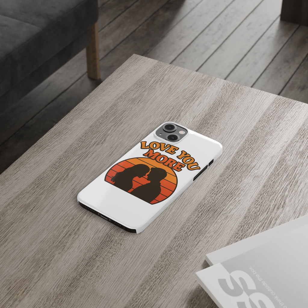 Love You More Phone Case Retro Sunset 70s Vintage Romantic Groovy Aesthetic Cute Couple Gift for Girlfriend Wife Anniversary