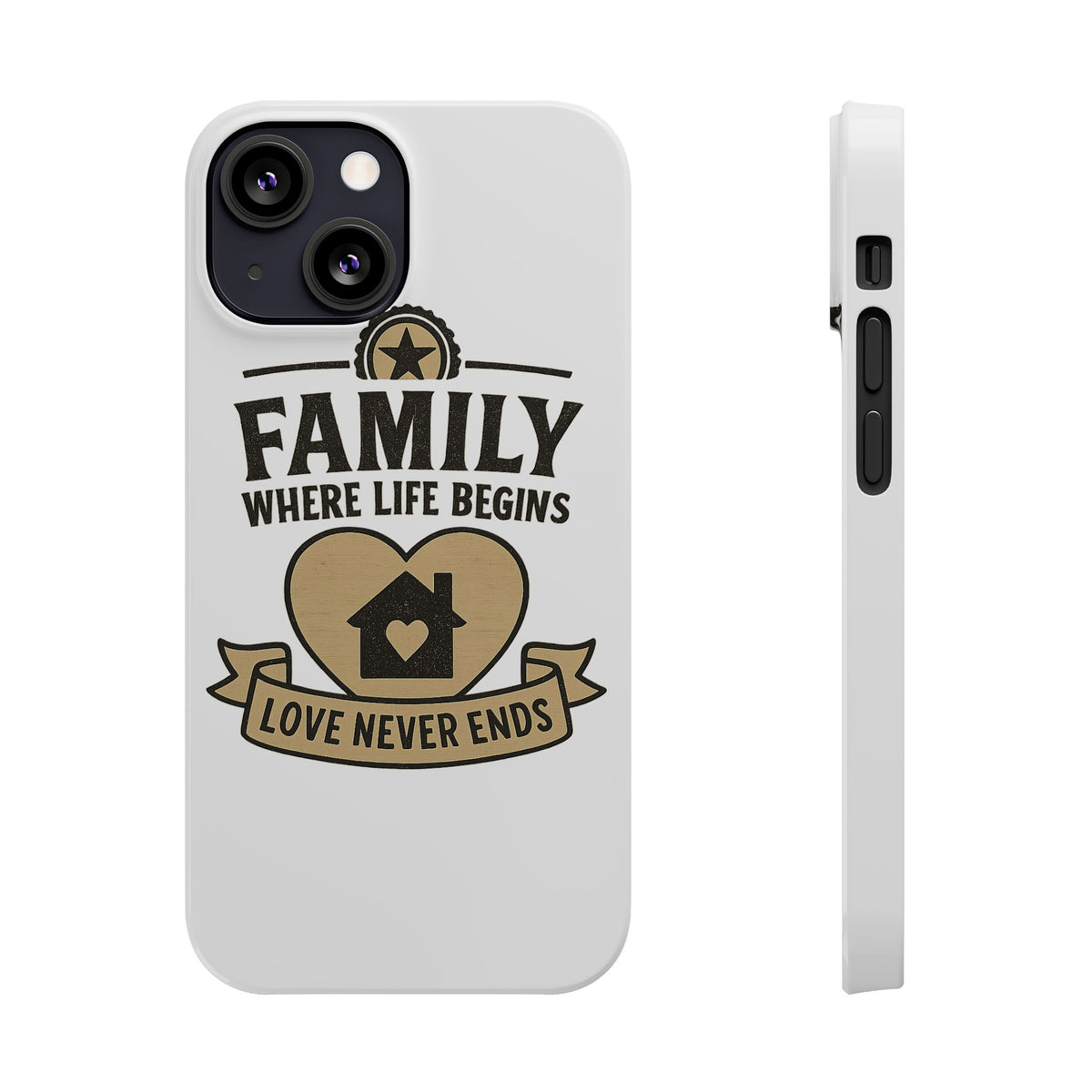 Family Where Life Begins Love Never Ends Phone Case, Rustic Farmhouse Gift for Mom Grandma, Mother's Day Gift, Heart Home Decor