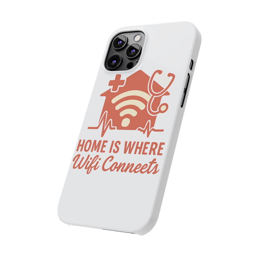 Home Is Where WiFi Connects Phone Case | Funny Tech Lover Gift | Minimalist House Phone Cover | Millennial Gen Z Humor Case